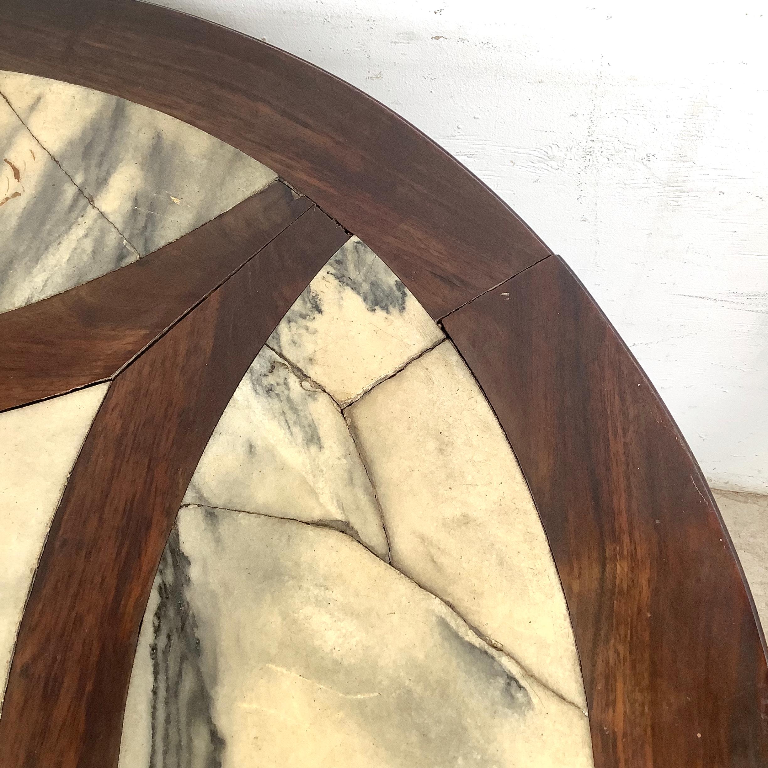 Antique Asian Center Table With Decorative Pearl Inlay and Stone Top For Sale 4