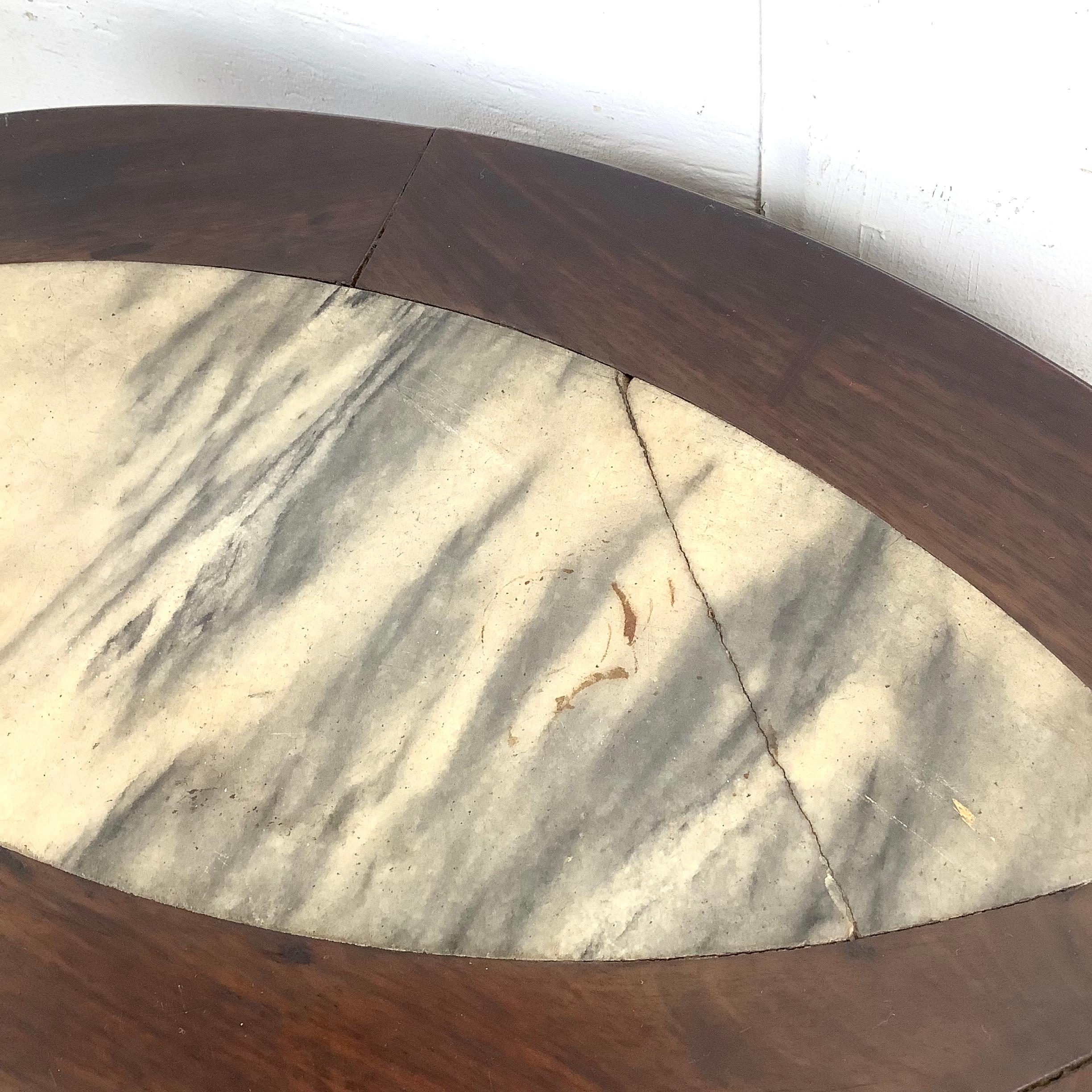 Antique Asian Center Table With Decorative Pearl Inlay and Stone Top For Sale 5