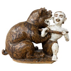 Antique Asian Ceramic - Male Figure with Dragon, c. 20th Century Collectables