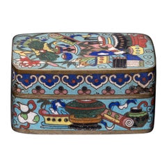 Ancienne boîte à opium chinoise en émail cloisonné, Tabac Tabatière Motif floral