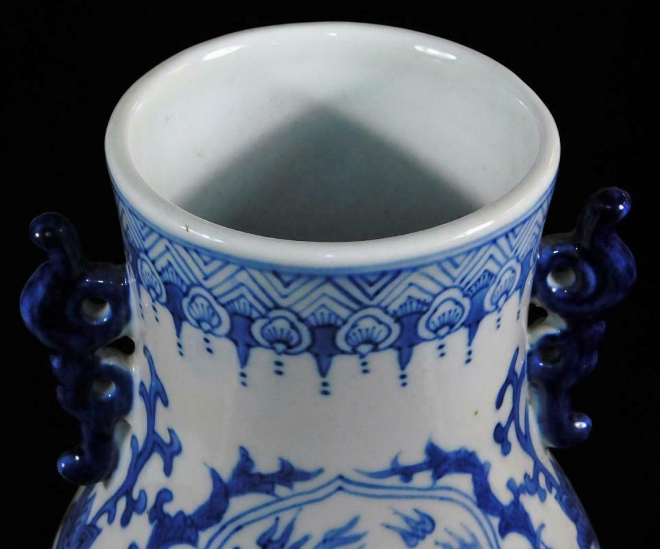 Ceramic Antique Asian Chinese Porcelain Blue White Gourd Vase Tongzhi Period, 1856-1875