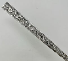 Antique Asian Chinese Sterling Silver Lady's Walking Swagger Stick Cane Dragons