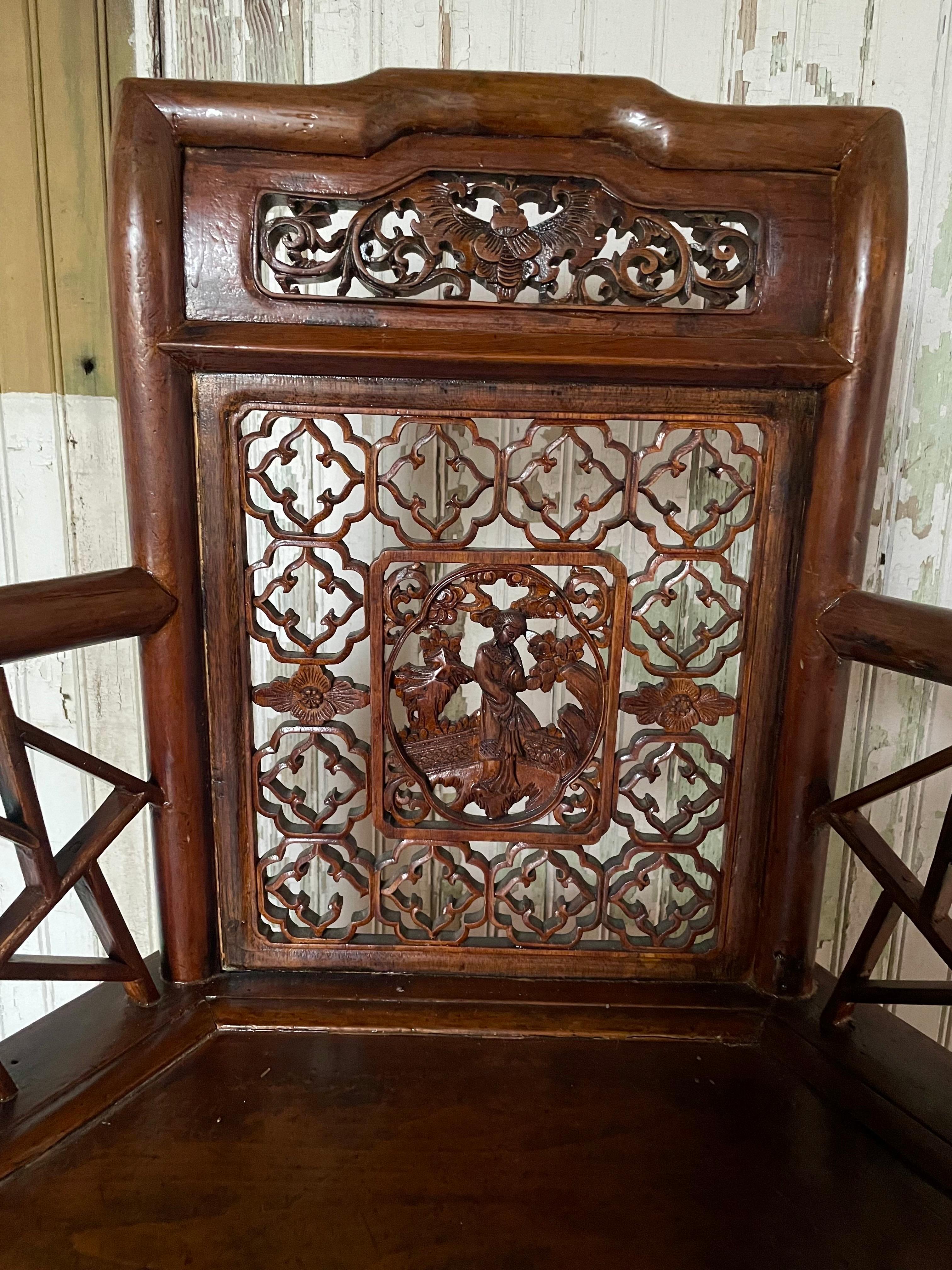 Antique Asian Chinese Style Carved Hexagonal Petit Delicate Small
