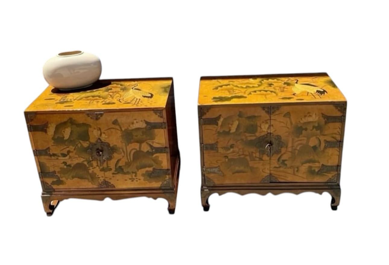 Antique Asian Chinoiserie Bedside Cabinet Tables Night Stands 4