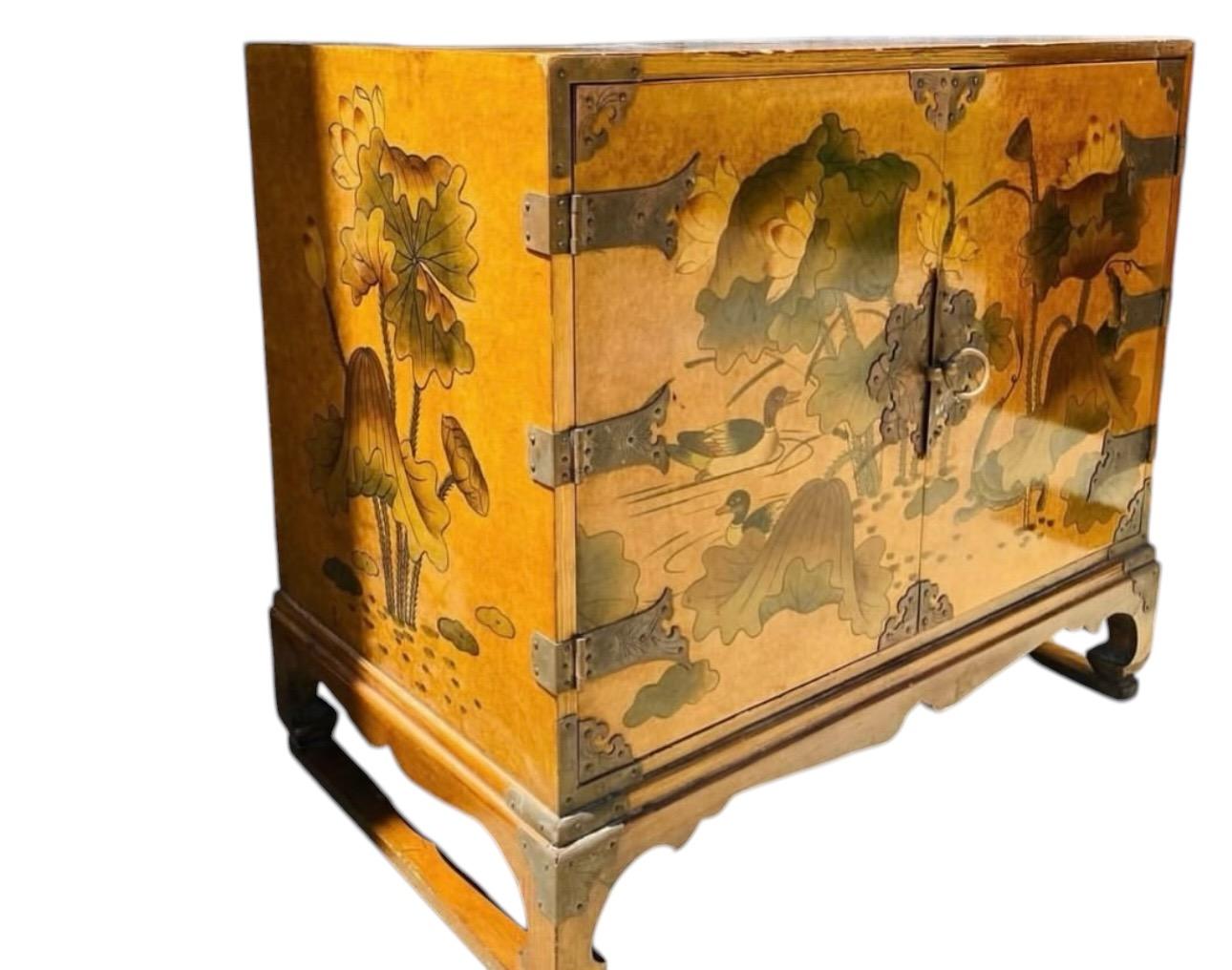Hardwood Antique Asian Chinoiserie Bedside Cabinet Tables Night Stands
