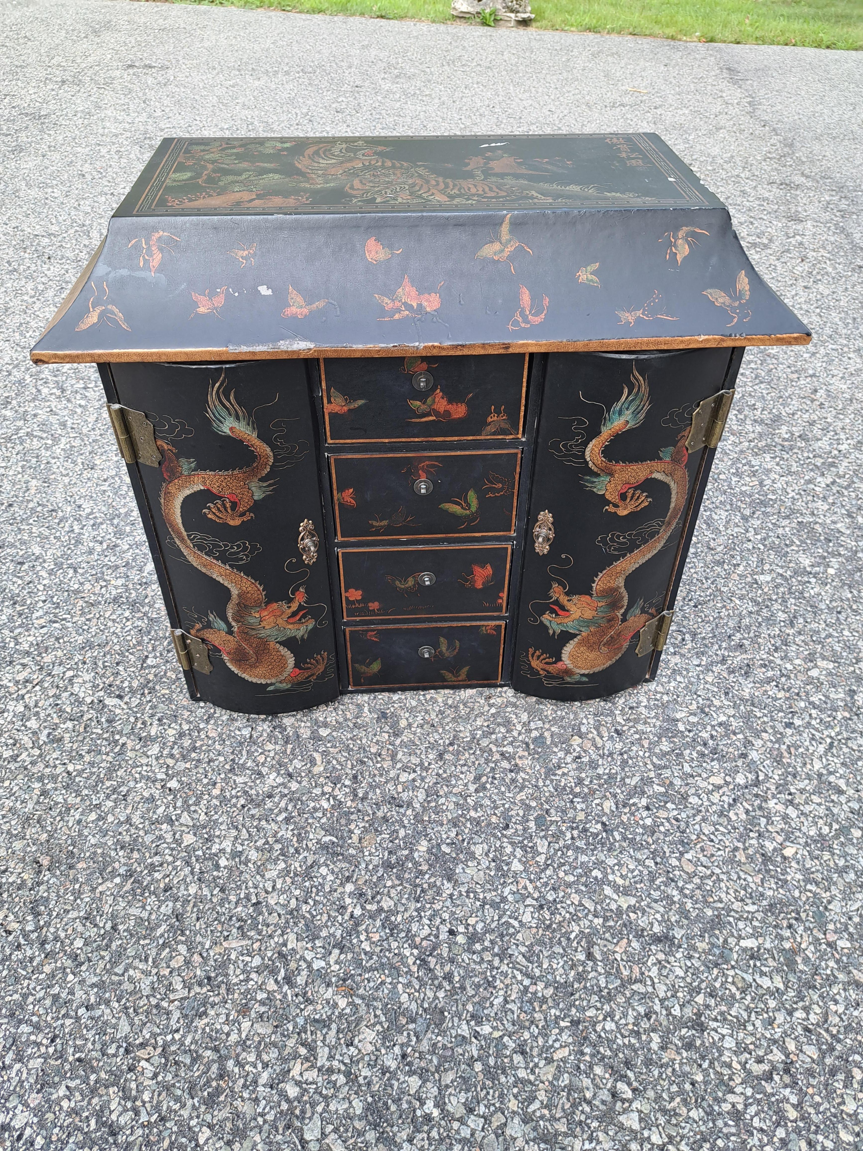 Chinese Antique Asian Chinoiserie  Pagoda Shaped Tea / Apothecary Cabinet  For Sale