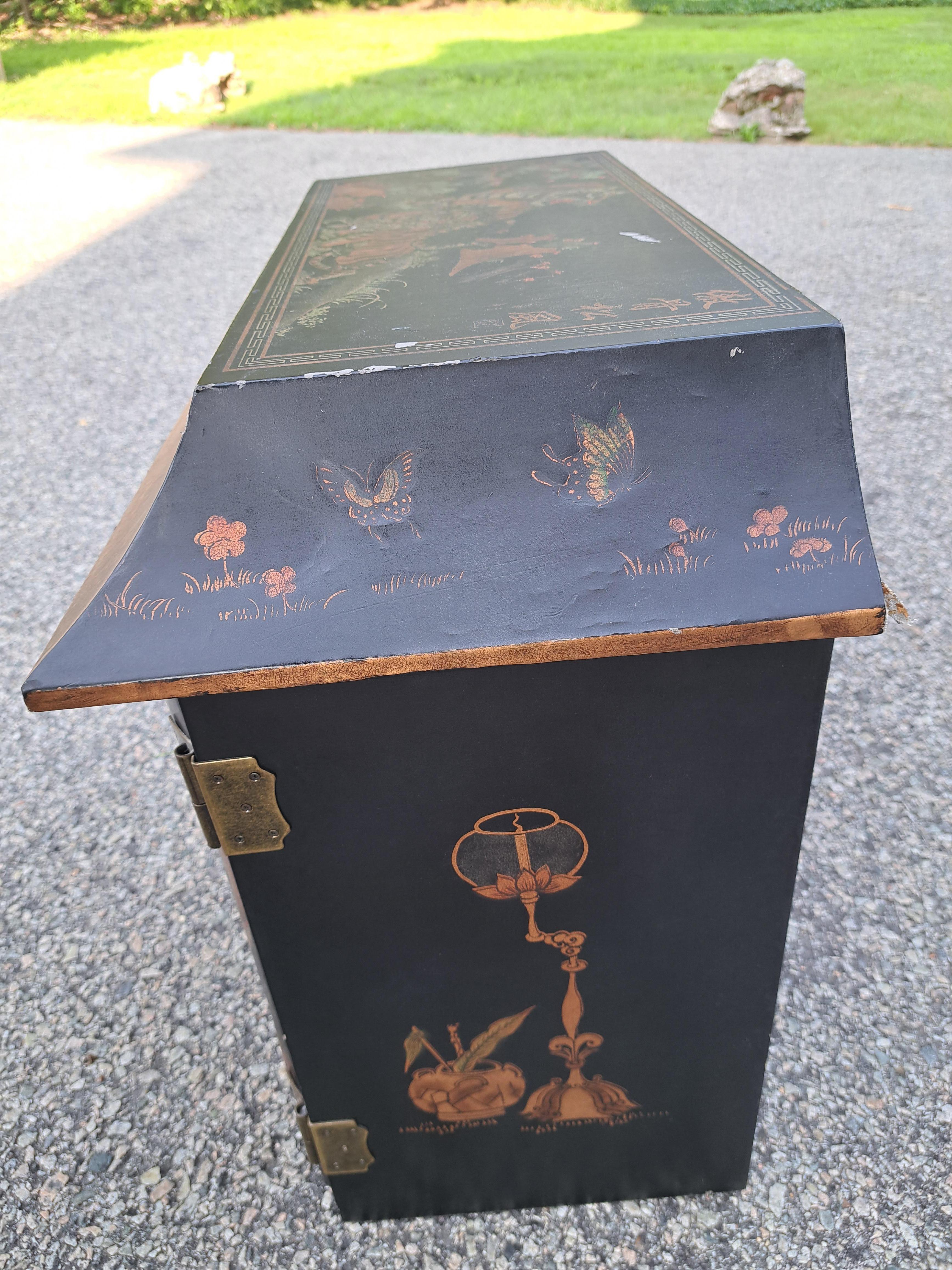 Wood Antique Asian Chinoiserie  Pagoda Shaped Tea / Apothecary Cabinet  For Sale