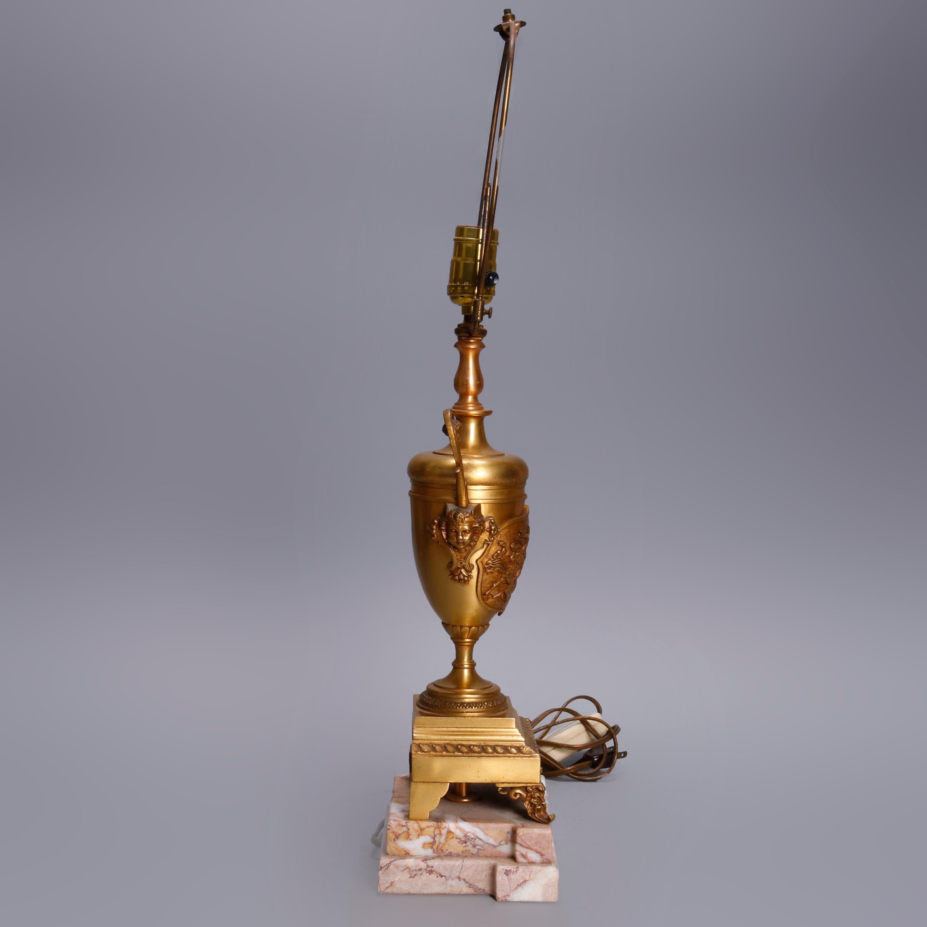 Antique Asian Figural Gilt Bronze Urn Form Table Lamp, Battle Scene, c1890 For Sale 5