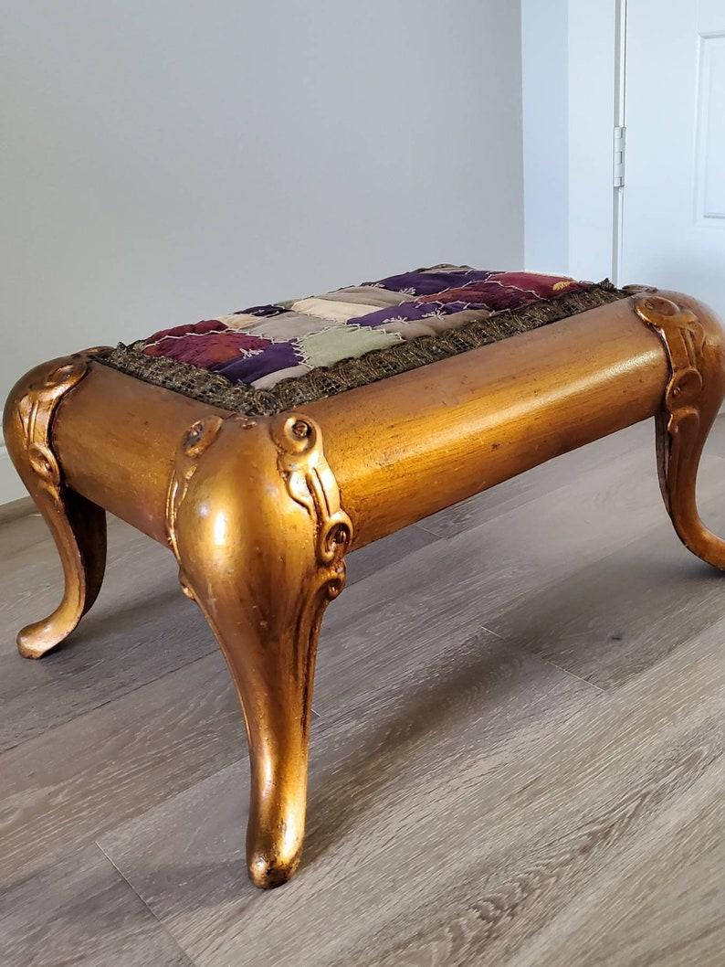 Antique Asian Gilt Bronze Cast Iron Ottoman In Good Condition For Sale In Forney, TX