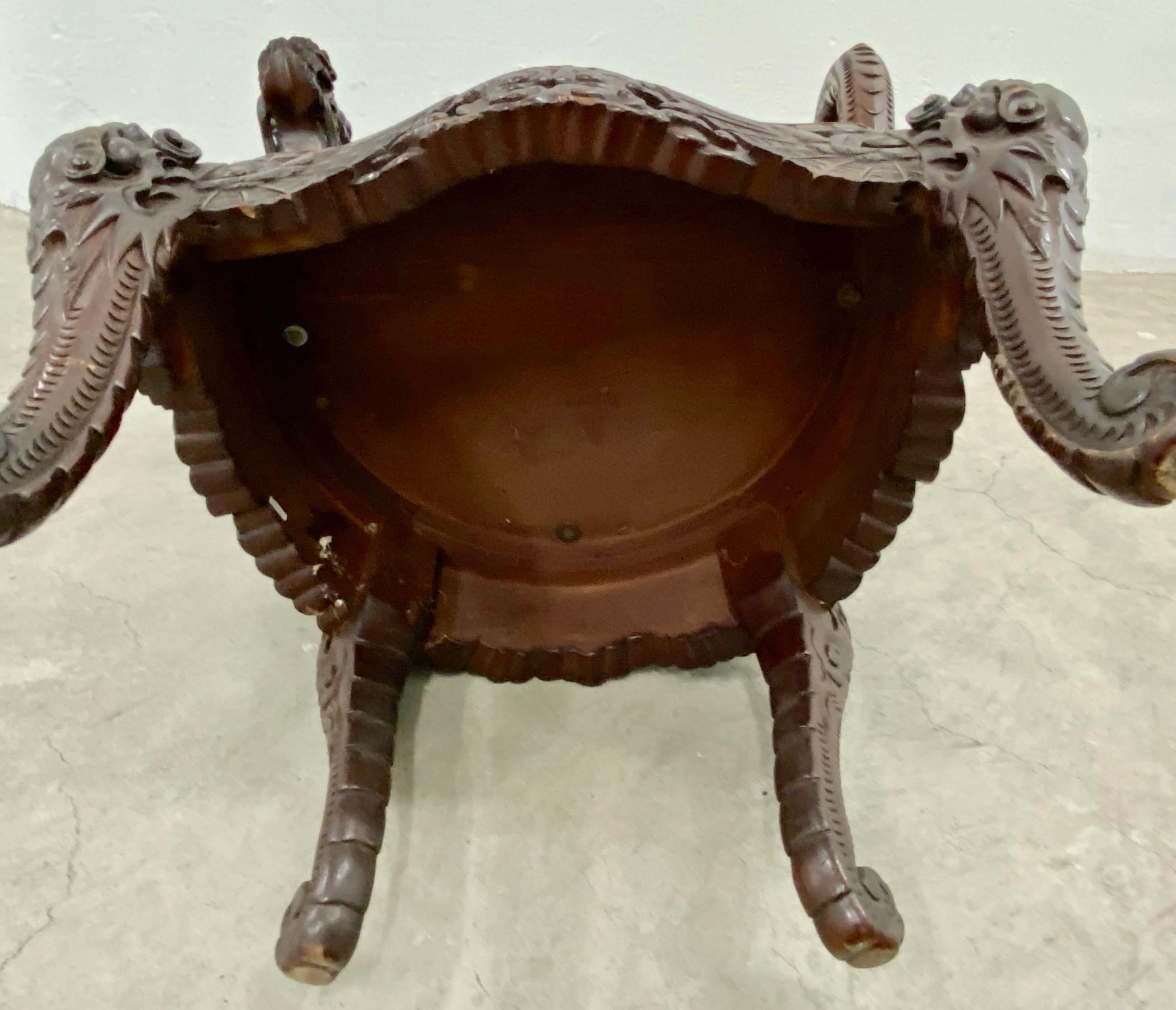 Antique Asian Hand Carved Full Body Dragon Armchair 4