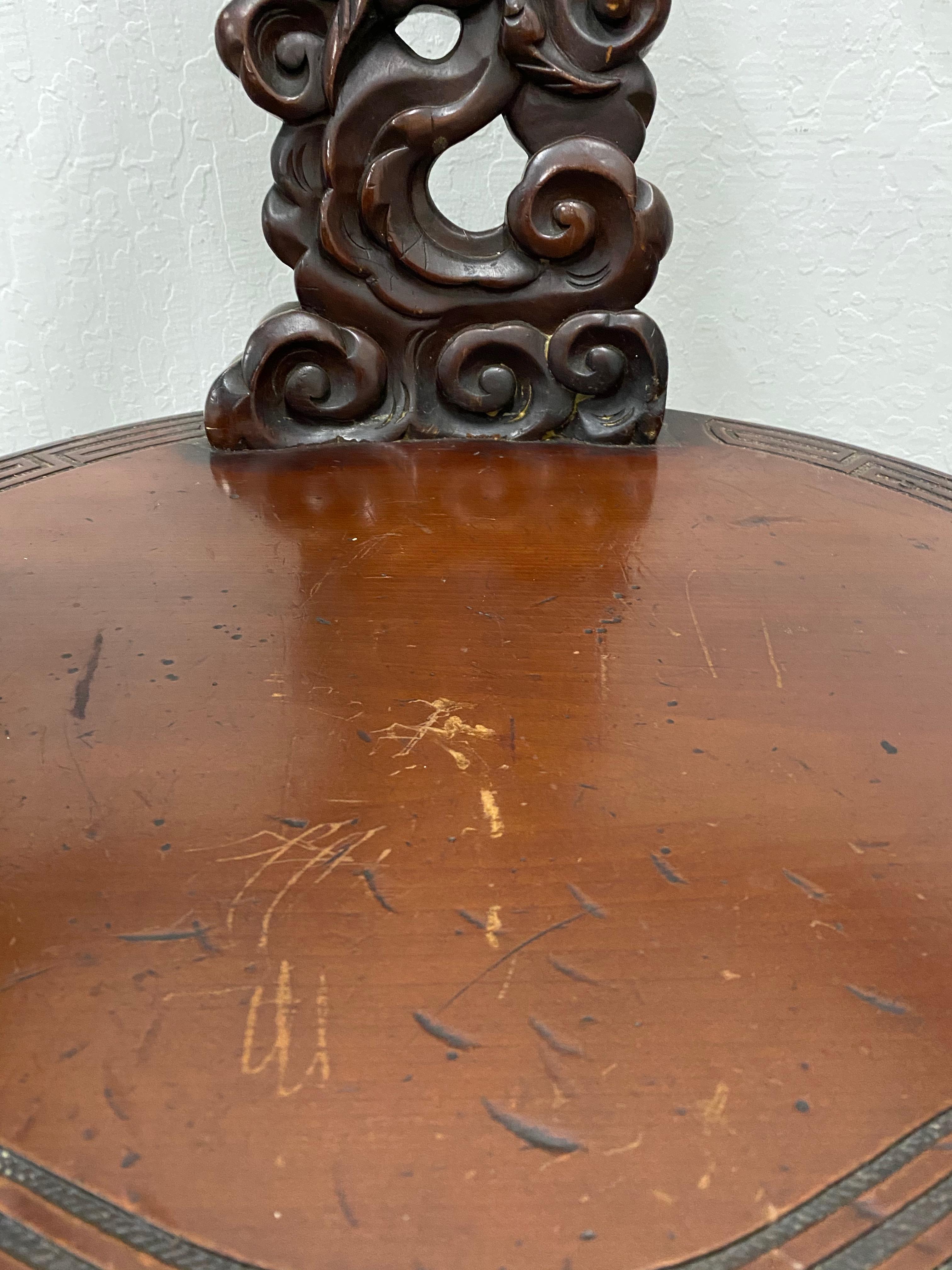 Antique Asian Hand Carved Full Body Dragon Armchair 5