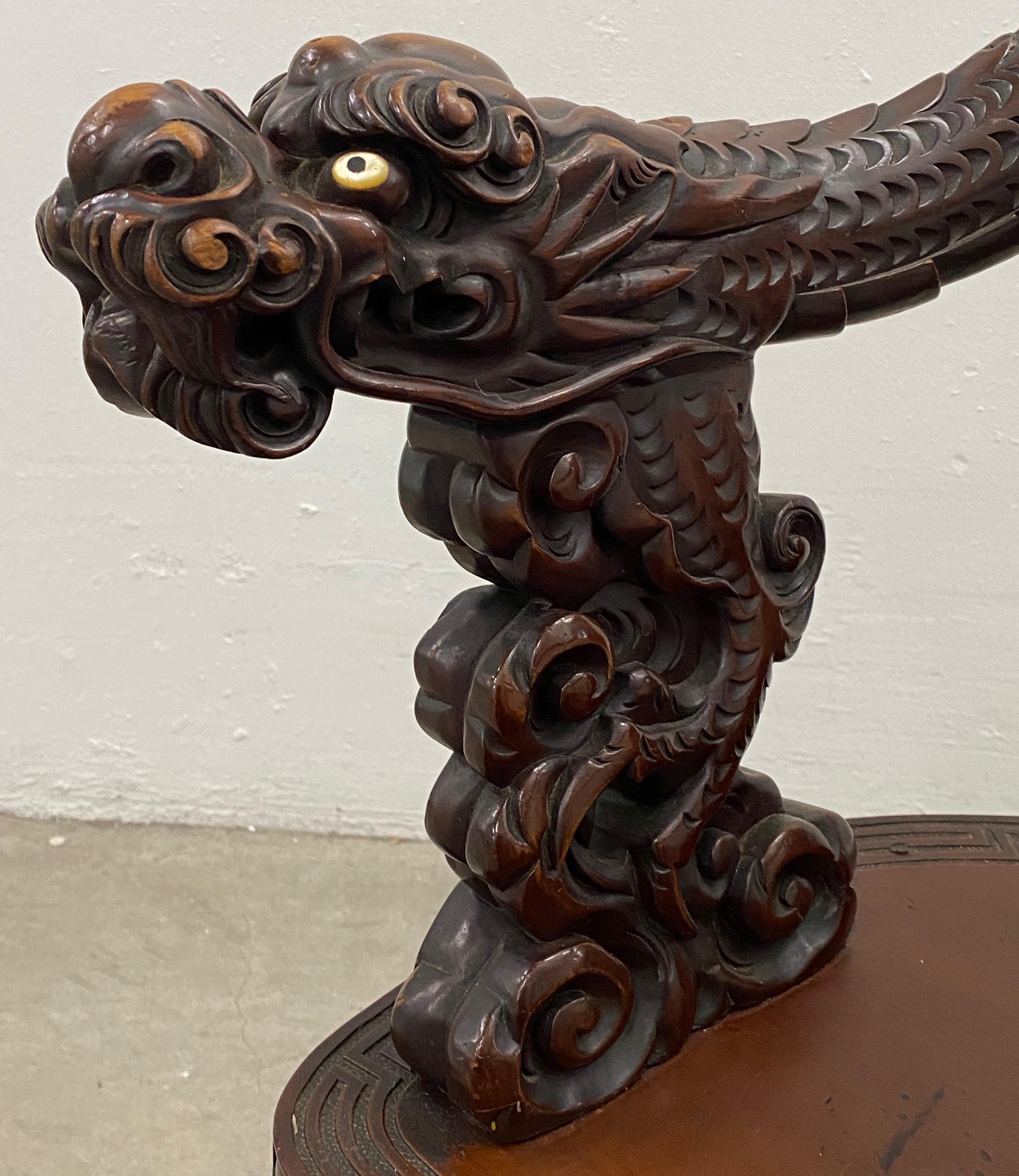 Antique Asian Hand Carved Full Body Dragon Armchair In Good Condition In San Francisco, CA