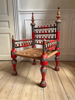 Antique Asian Hand-Carved Wedding Chair, 1800s