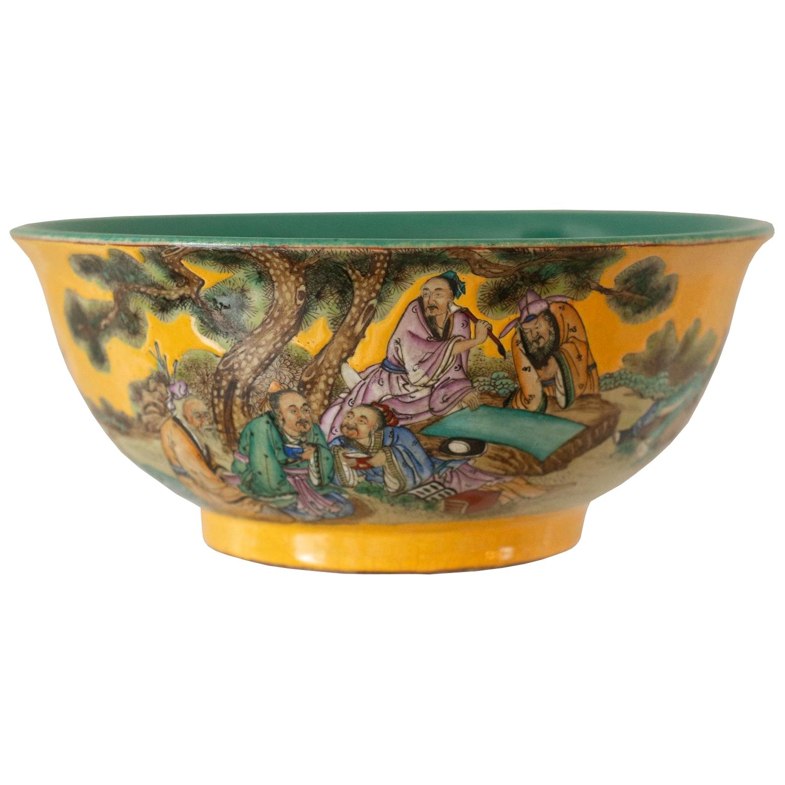 Antique Hand-Painted Indian Bowl For Sale at 1stDibs