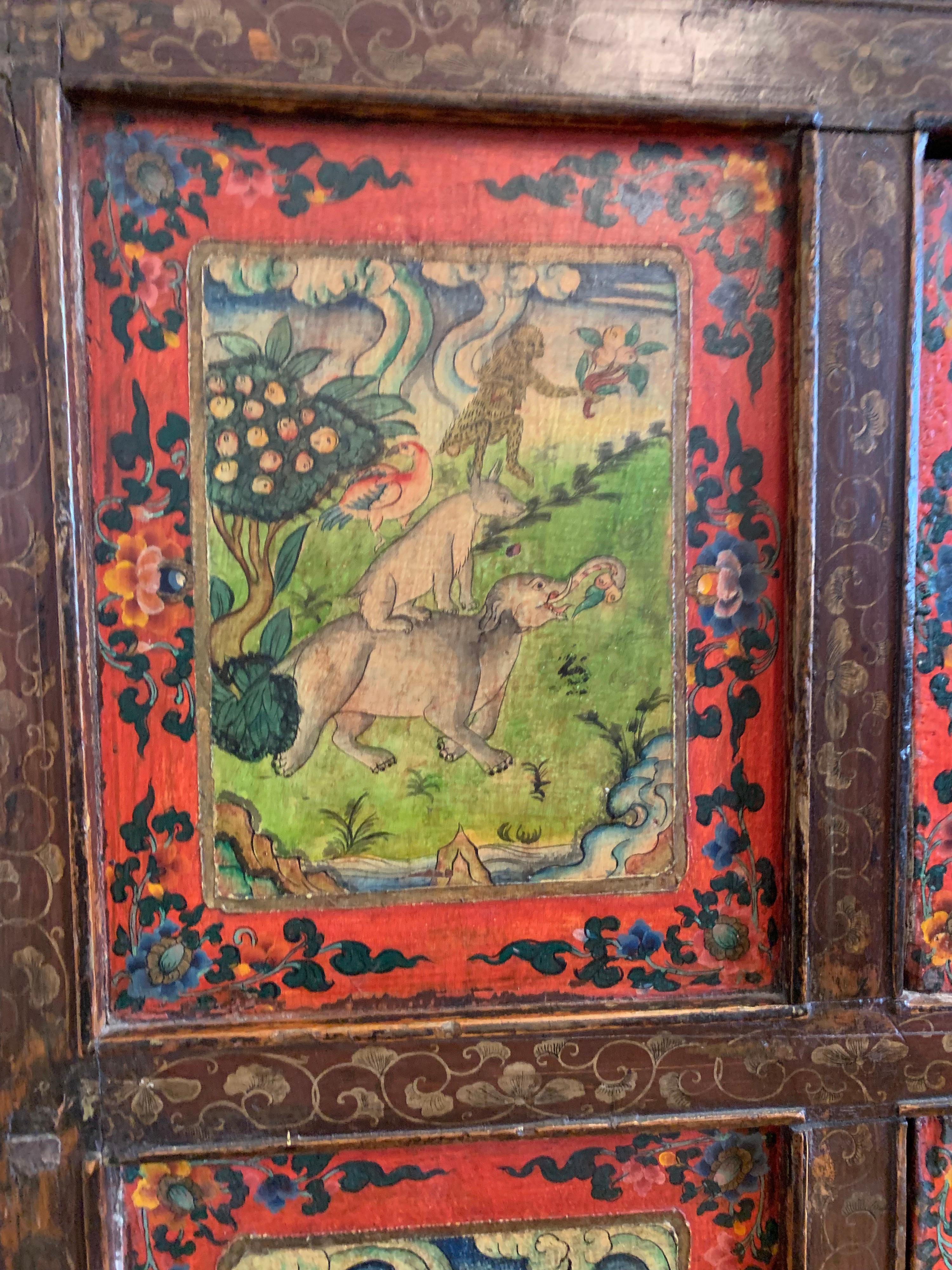 Bohemian Antique Asian Handpainted Cabinet one of a kind  For Sale