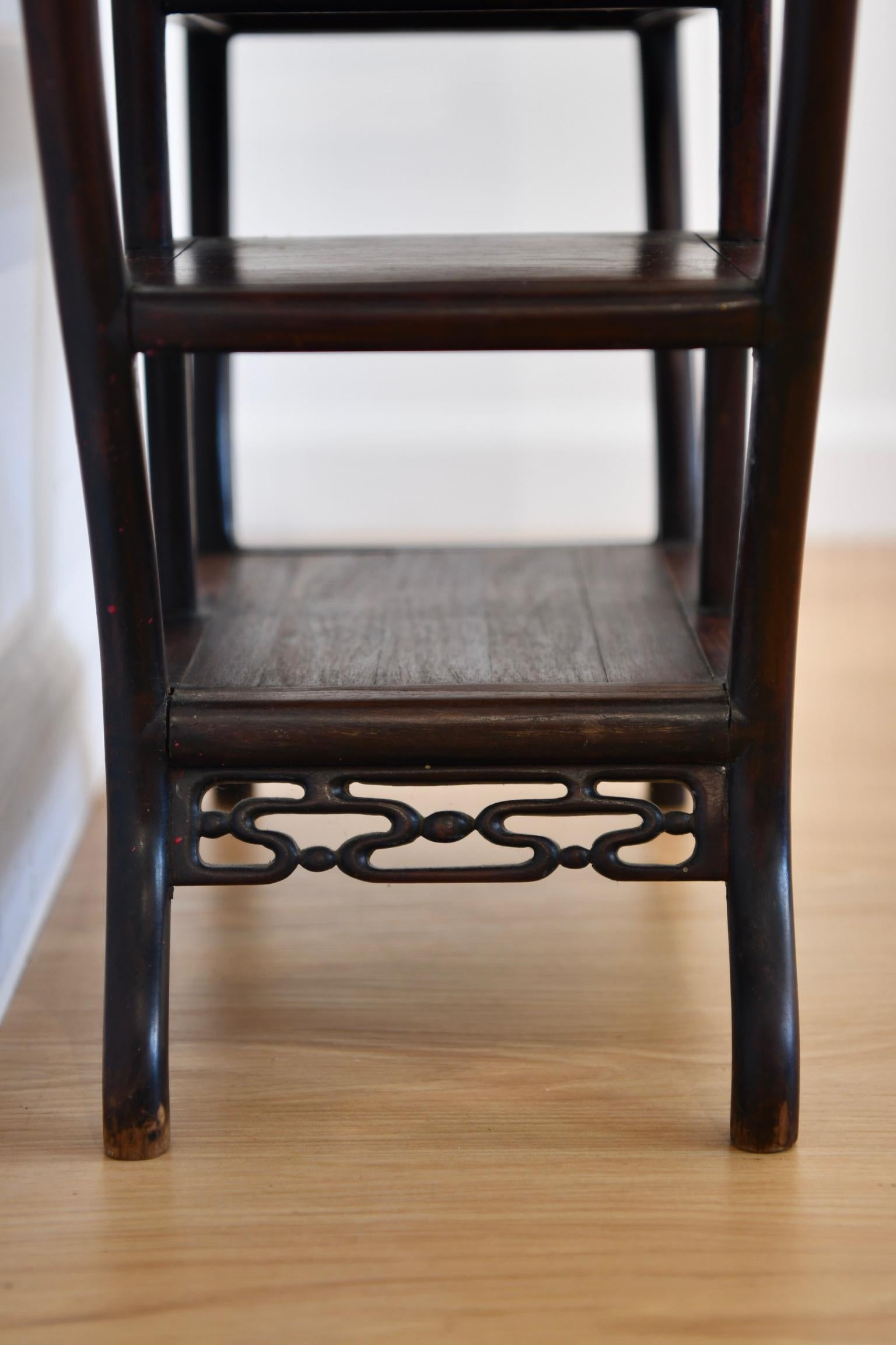 Antique Asian Hardwood Table Top Etagere For Sale 3