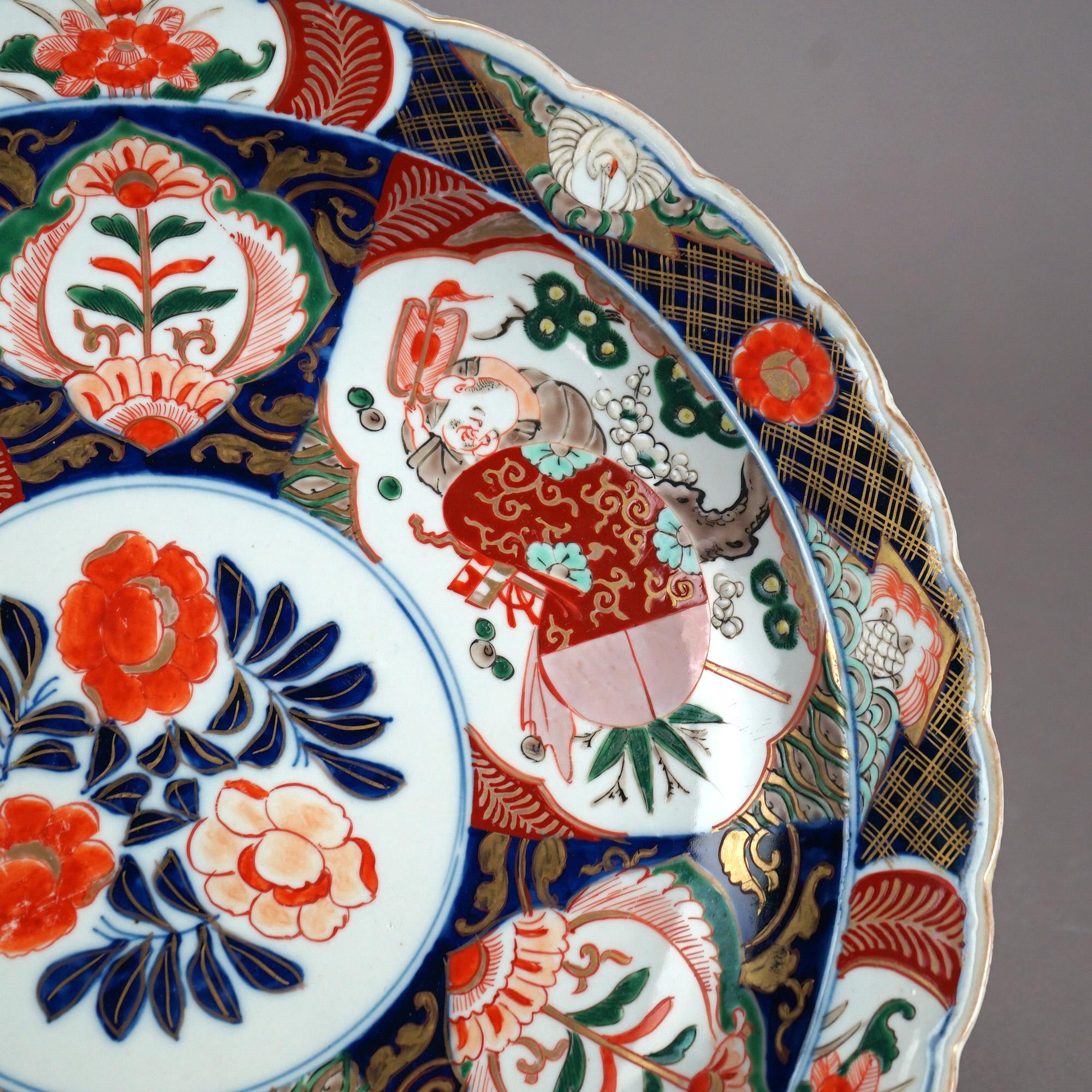 Antique Asian Imari Hand Painted & Gilt Porcelain Charger C1920 For Sale 1