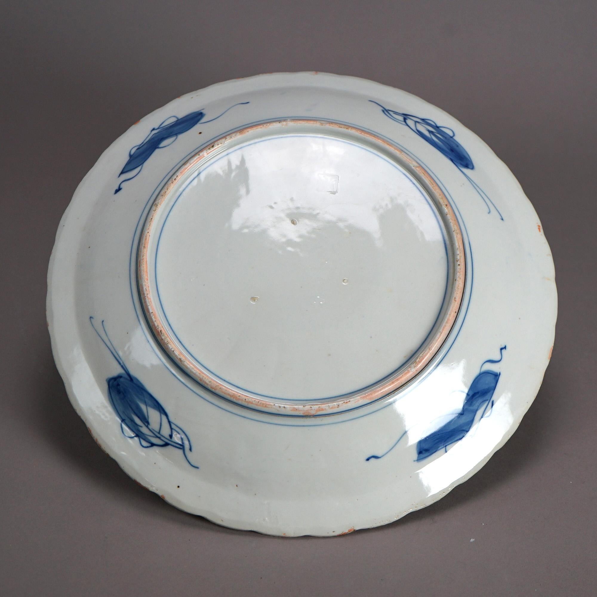 Antique Asian Imari Hand Painted & Gilt Porcelain Charger C1920 For Sale 5
