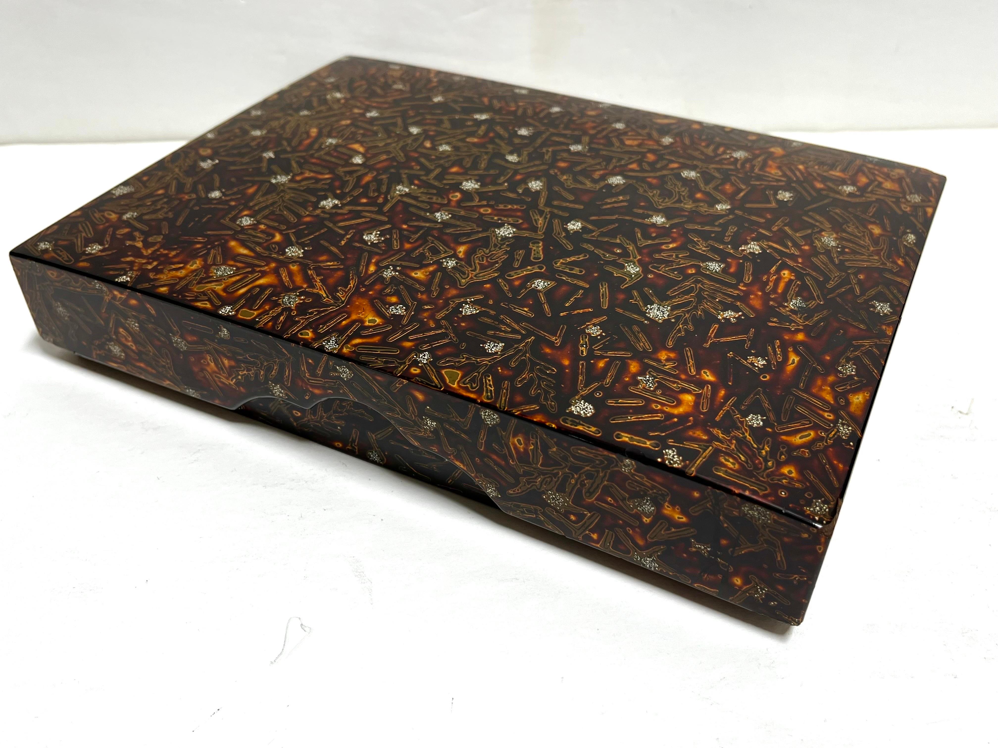 Antique Asian Lacquer Calligraphy Writing Box Signed with Carved Ink Stones 6