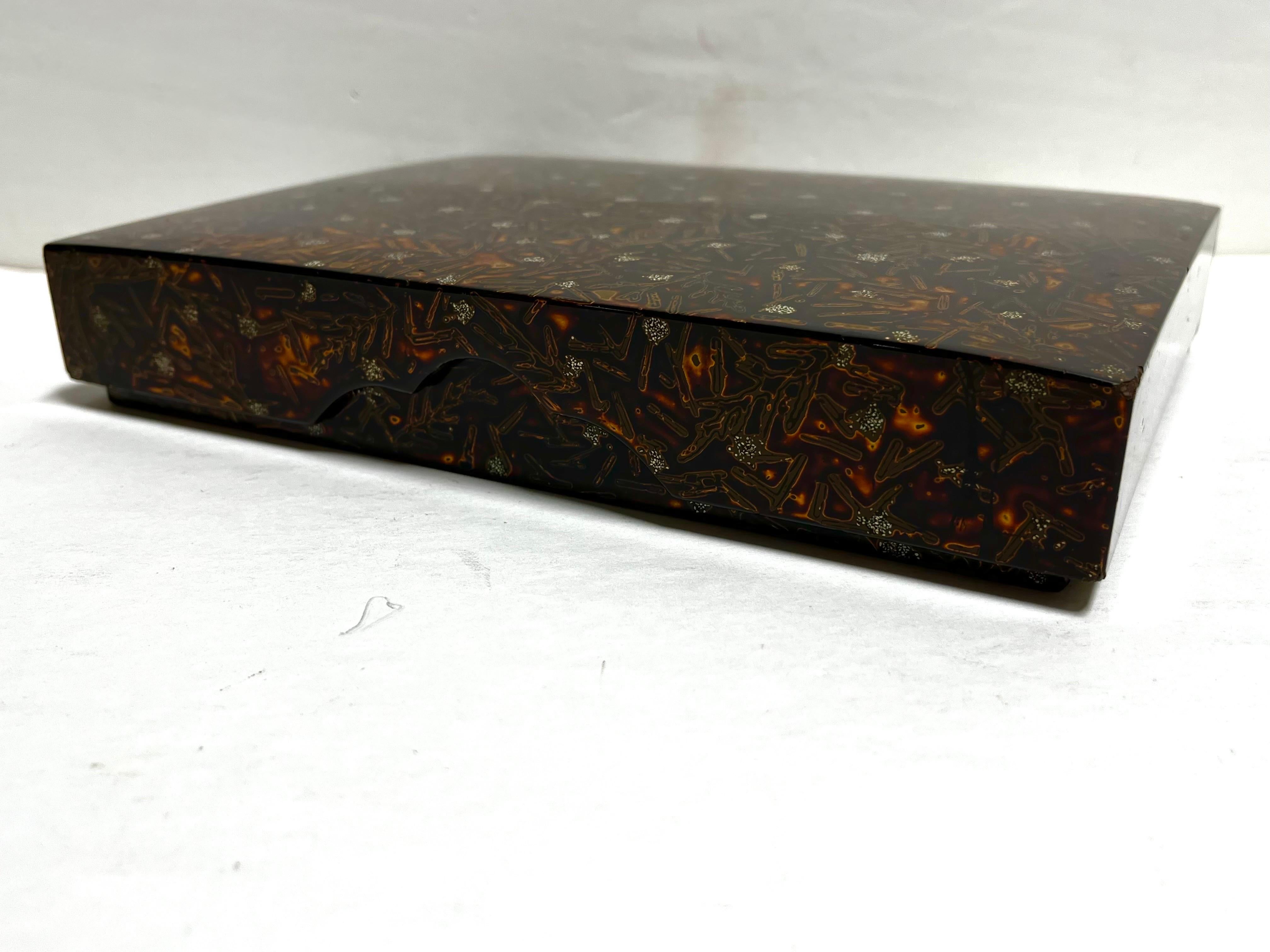 Antique Asian Lacquer Calligraphy Writing Box Signed with Carved Ink Stones 7