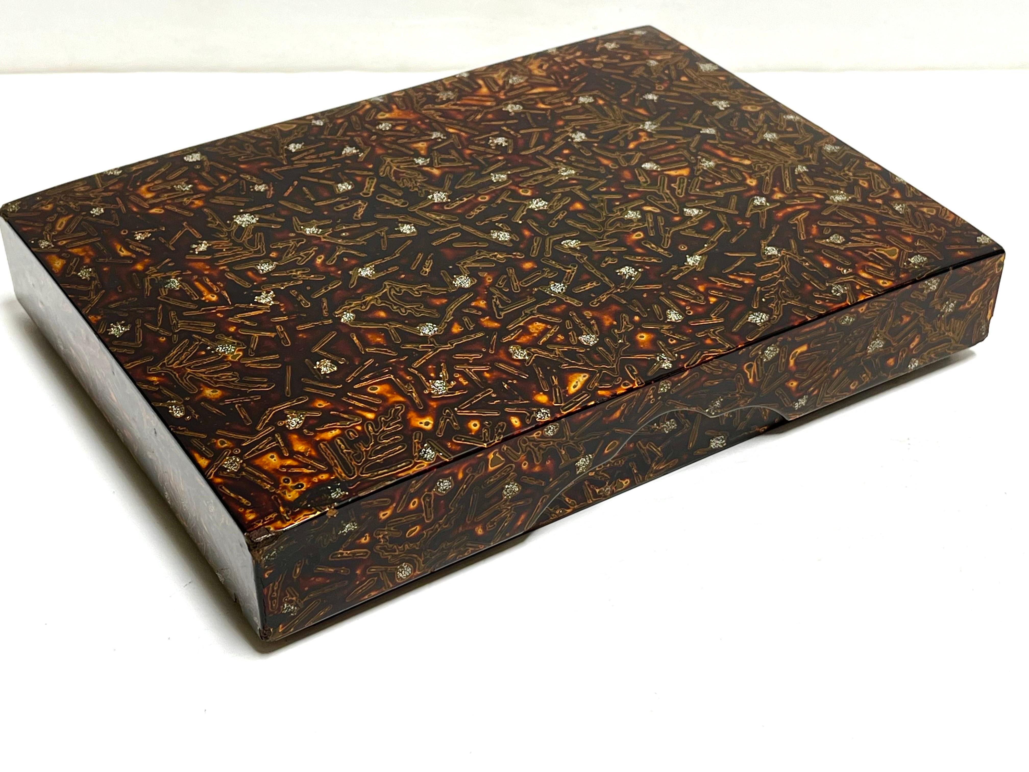 Antique Asian Lacquer Calligraphy Writing Box Signed with Carved Ink Stones 8