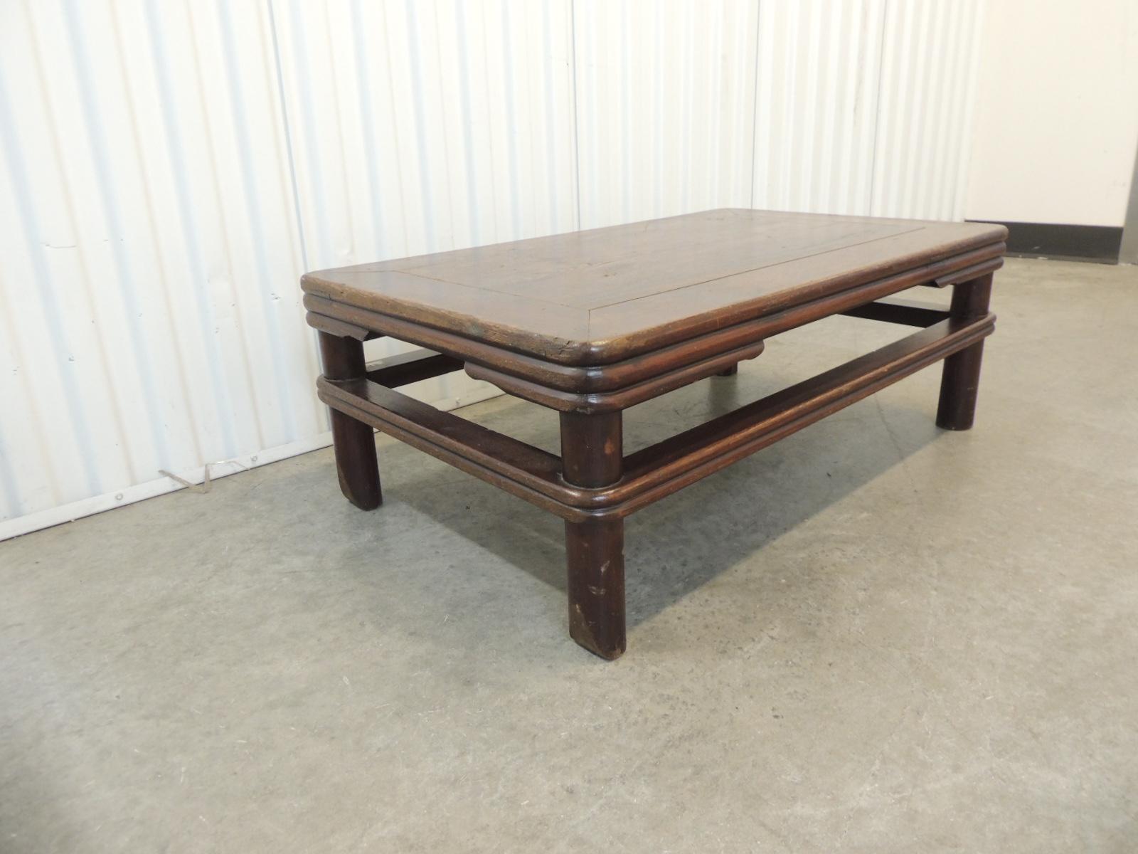 Antique Asian low tea table
Coffee table with rounded edges and legs.
(Darker color in person)
Size: 18.75” D x 31” W x 11.25” H.