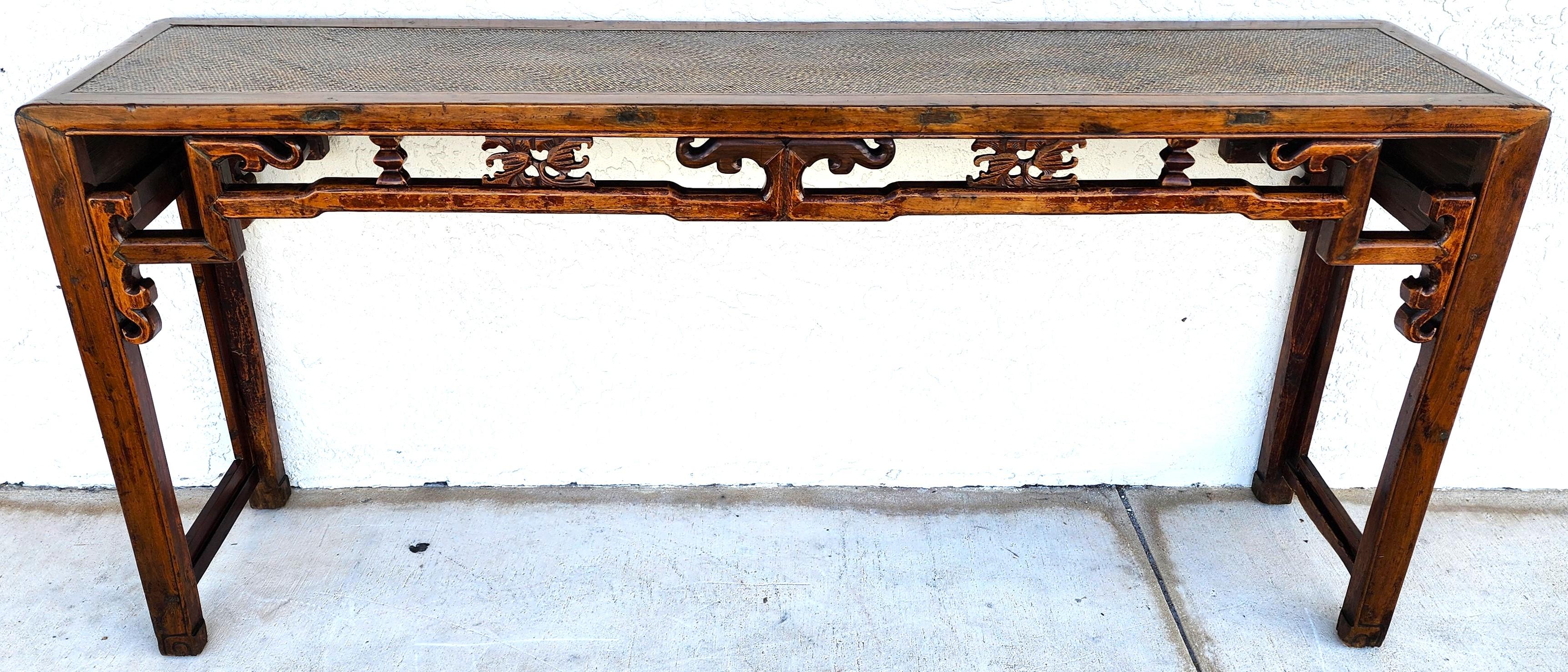 Chinoiserie Antique Asian Ming Altar Console Sofa Table For Sale