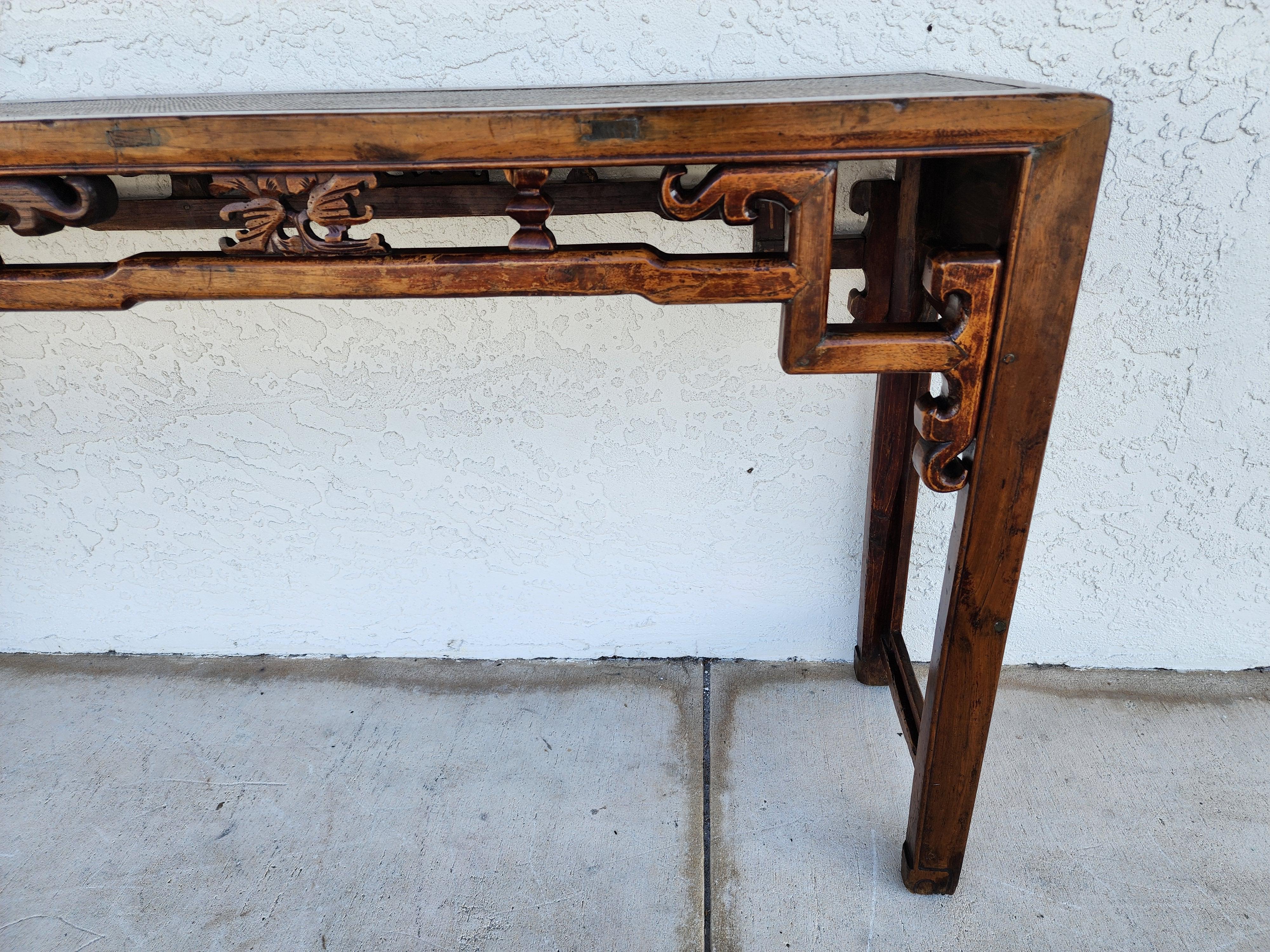 Antique Asian Ming Altar Console Sofa Table In Good Condition For Sale In Lake Worth, FL