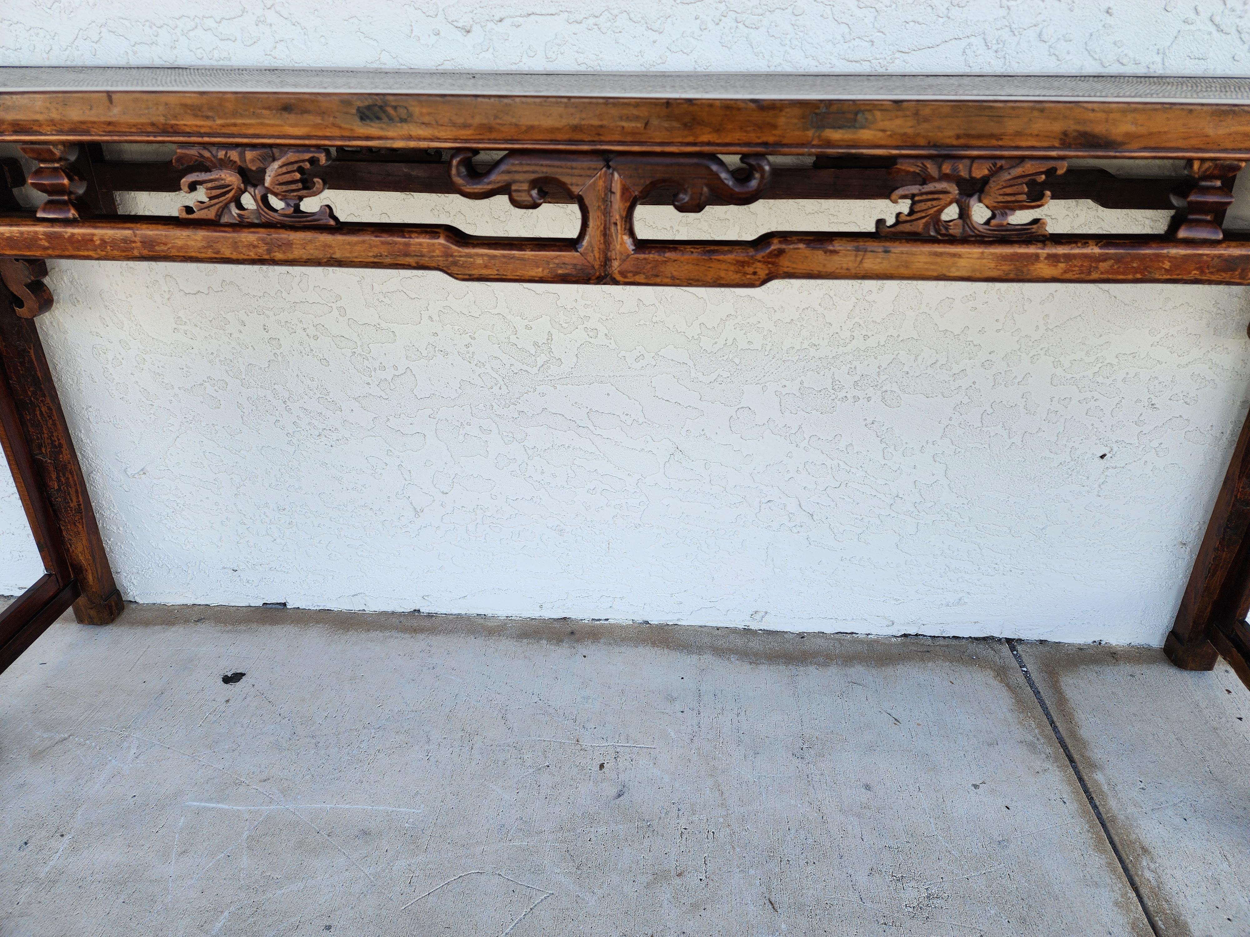 19th Century Antique Asian Ming Altar Console Sofa Table For Sale