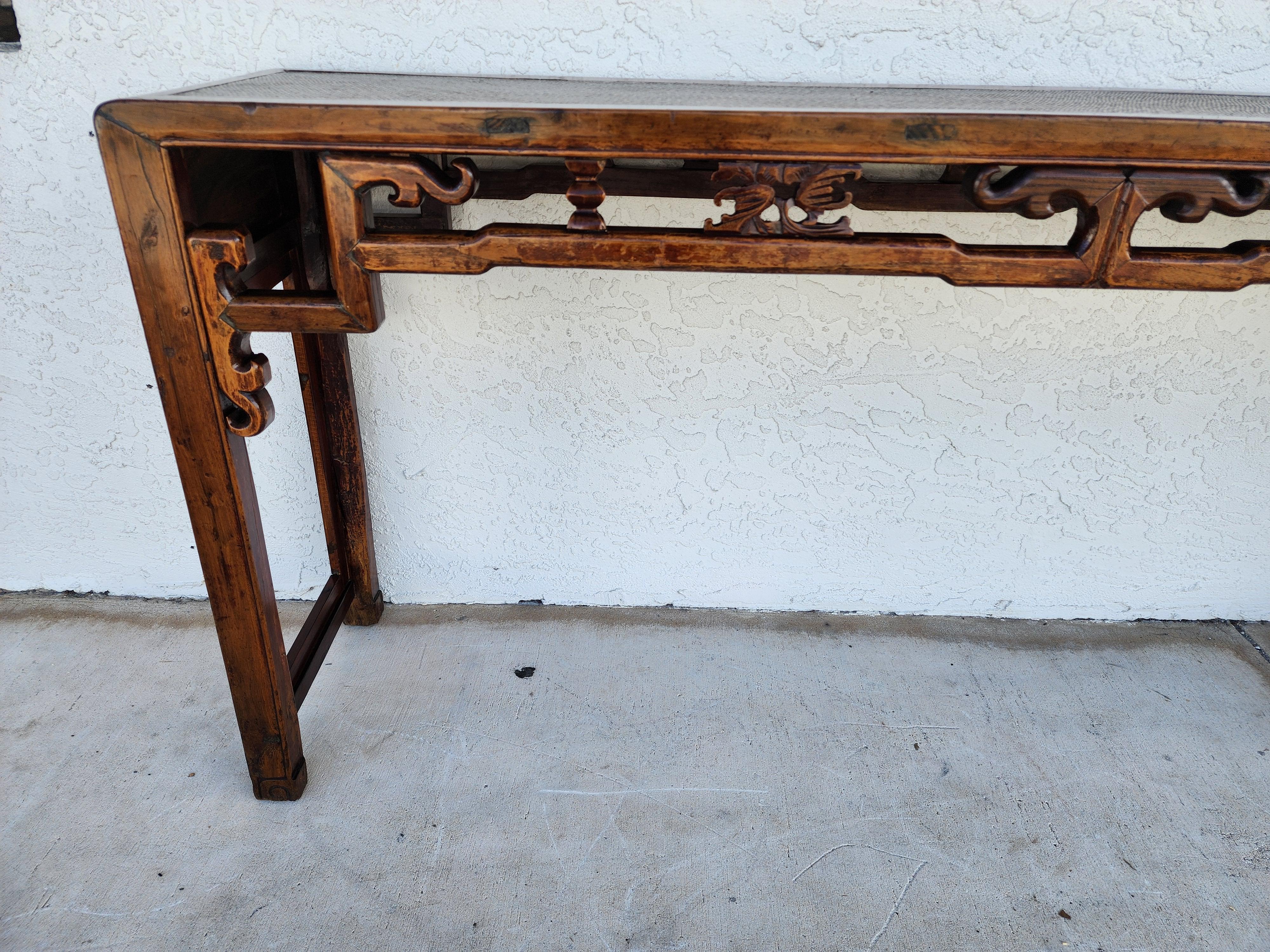 Wood Antique Asian Ming Altar Console Sofa Table For Sale