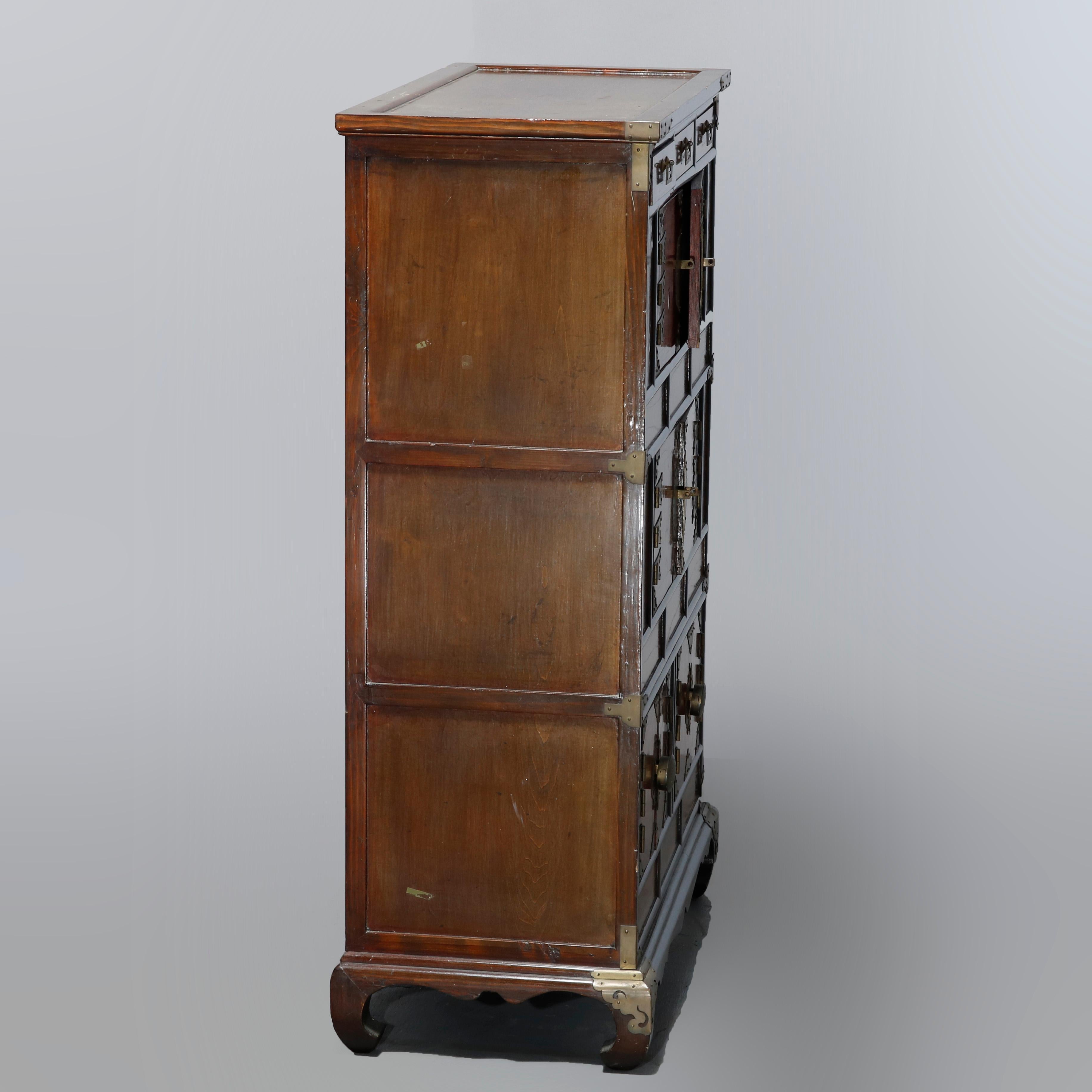 Antique Asian Mixed Wood & Brass Cabinet, 20th Century 8