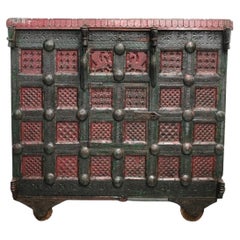 Antique Asian Ornate Craved Wood Damchiya Dowry Box