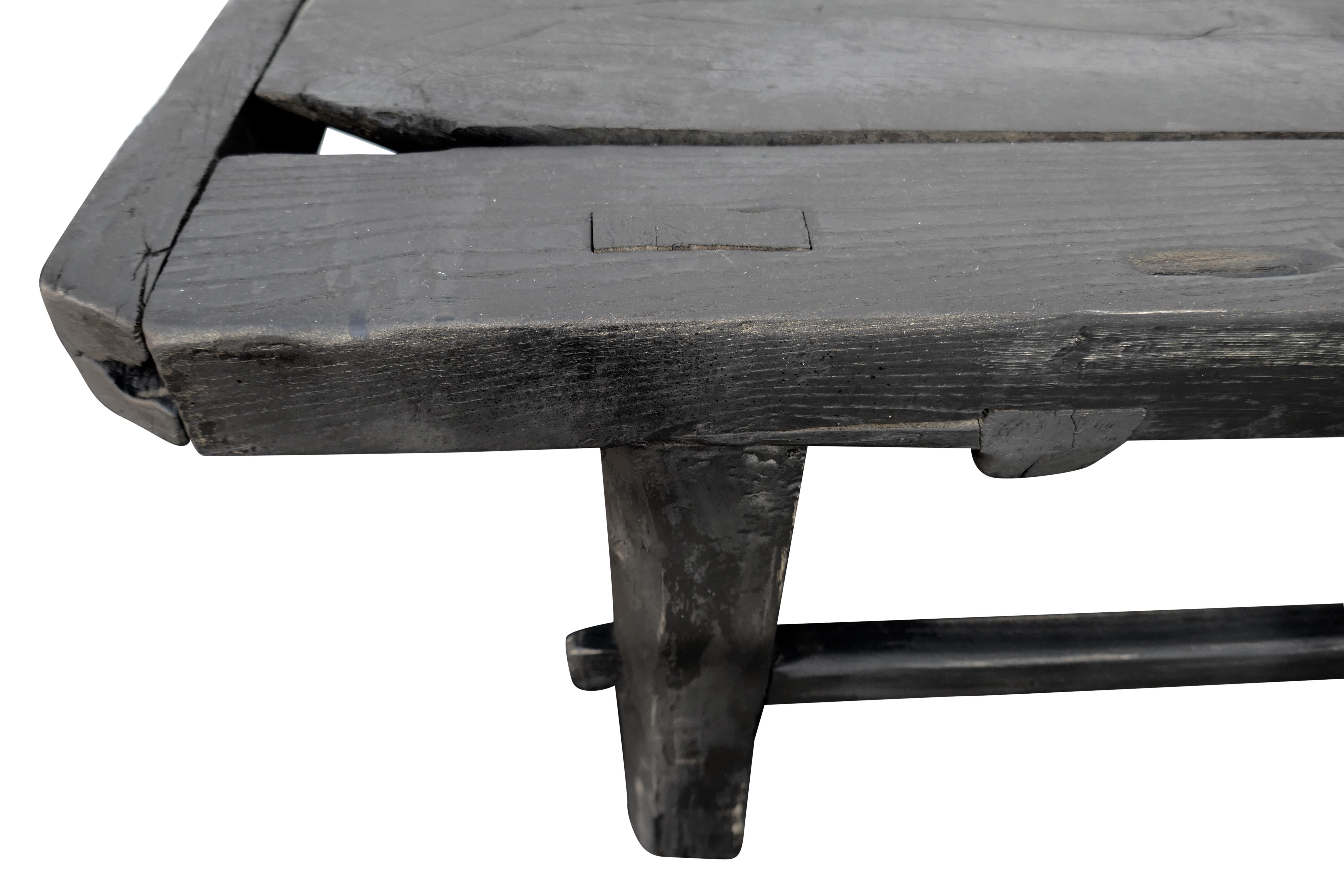 20th Century Antique Asian Plank Top Elmwood Cocktail / Coffee Table For Sale