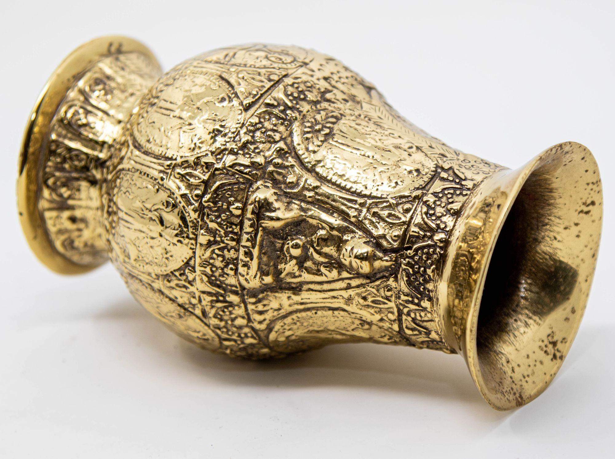 Antique Asian Polished Gold Brass Ashta Lakshmi Hindu Pot India For Sale 3