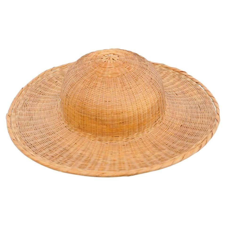 Antique Asian Rattan Hat, circa 1950 For Sale 8