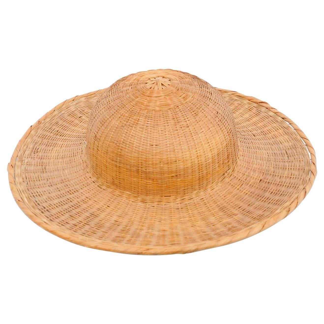 Antique Asian Rattan Hat, circa 1950 9