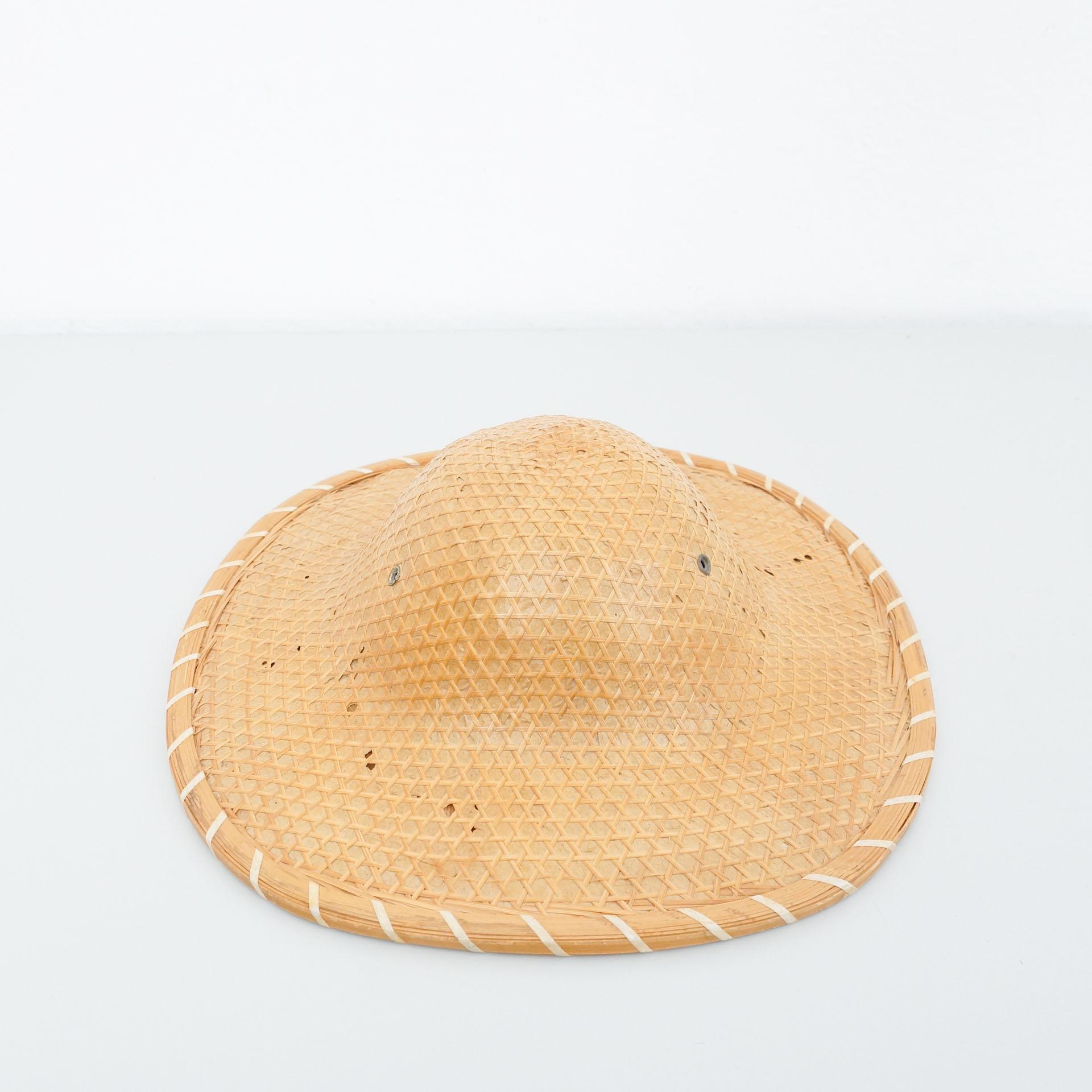 Mid-Century Modern Antique Asian Rattan Hat, circa 1950 For Sale