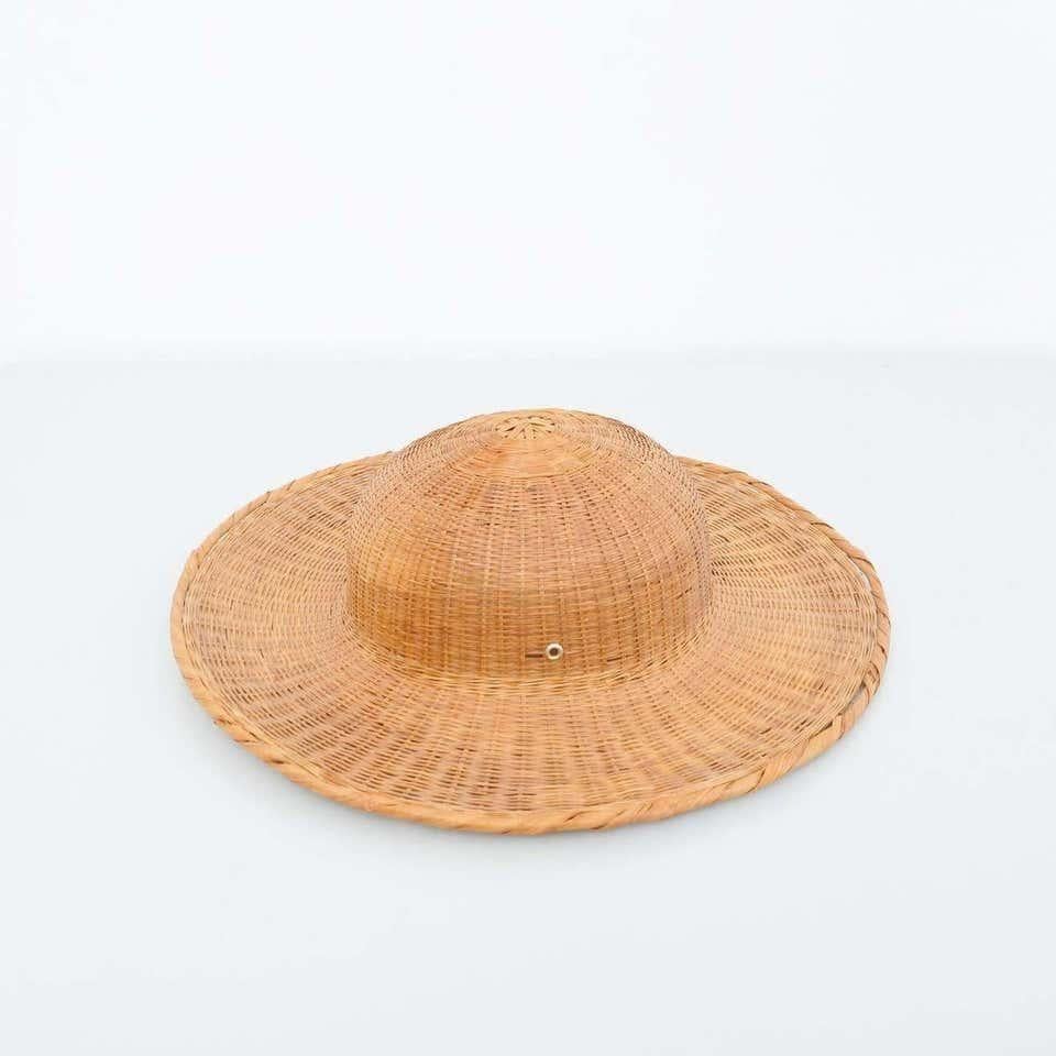 Mid-Century Modern Antique Asian Rattan Hat, circa 1950 For Sale