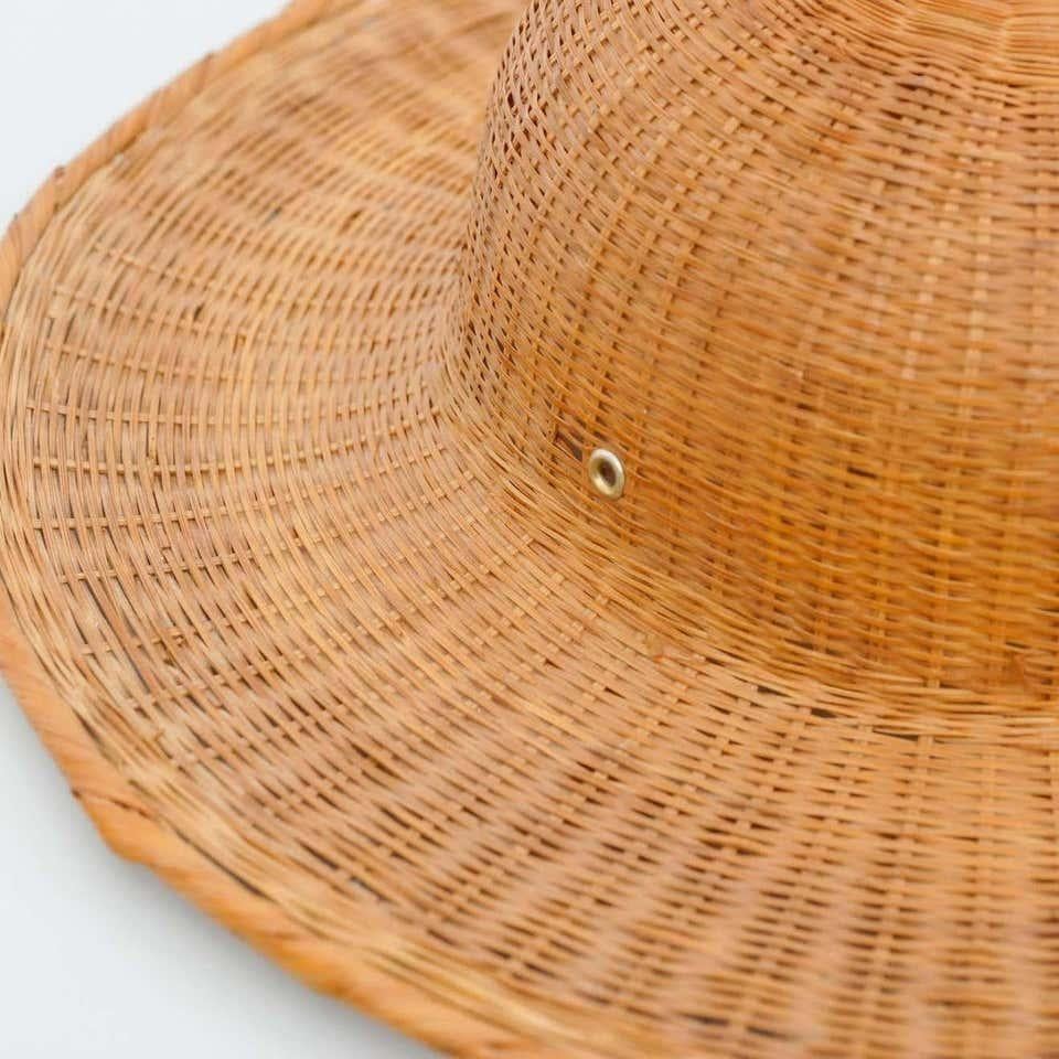 Mid-20th Century Antique Asian Rattan Hat, circa 1950 For Sale