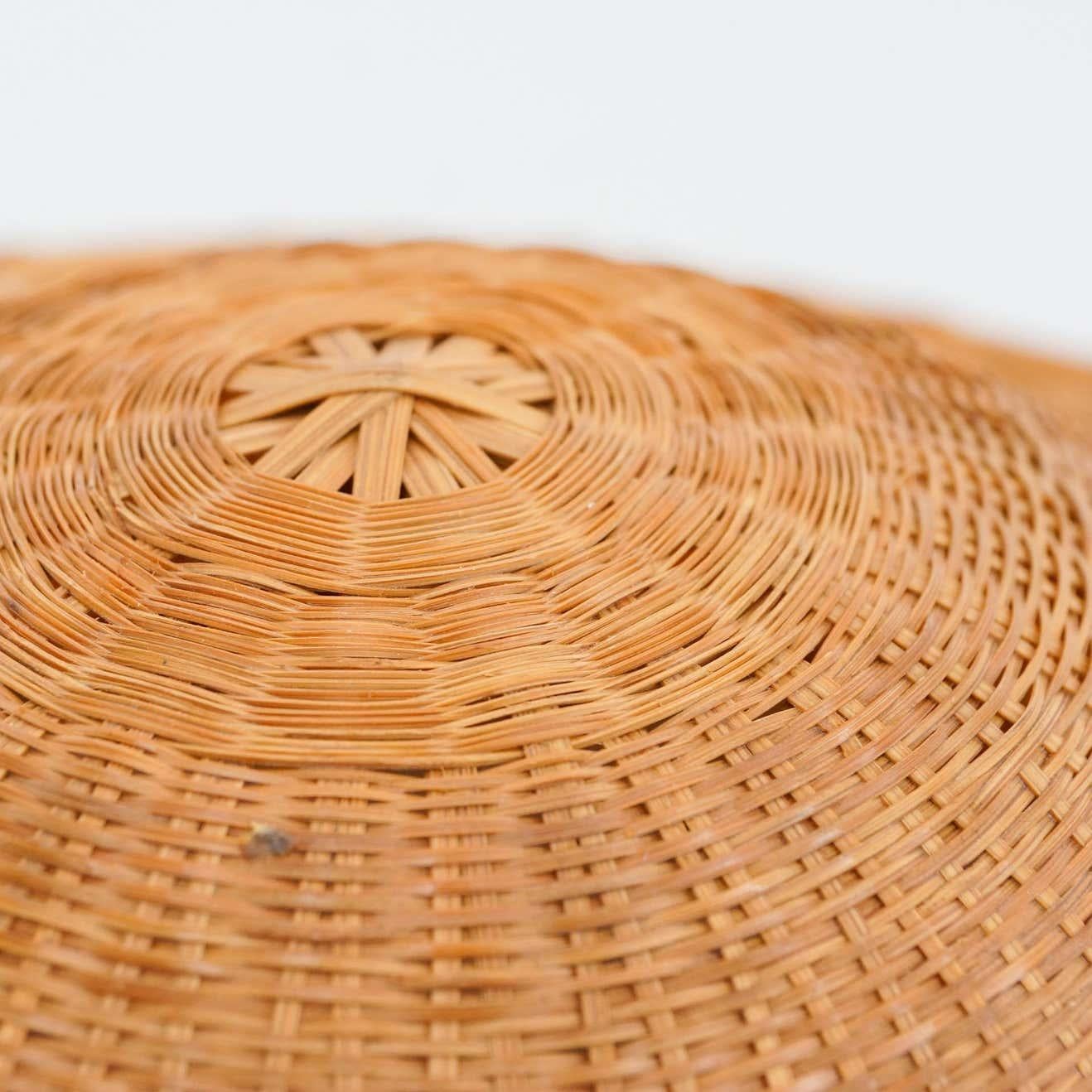 Mid-20th Century Antique Asian Rattan Hat, circa 1950