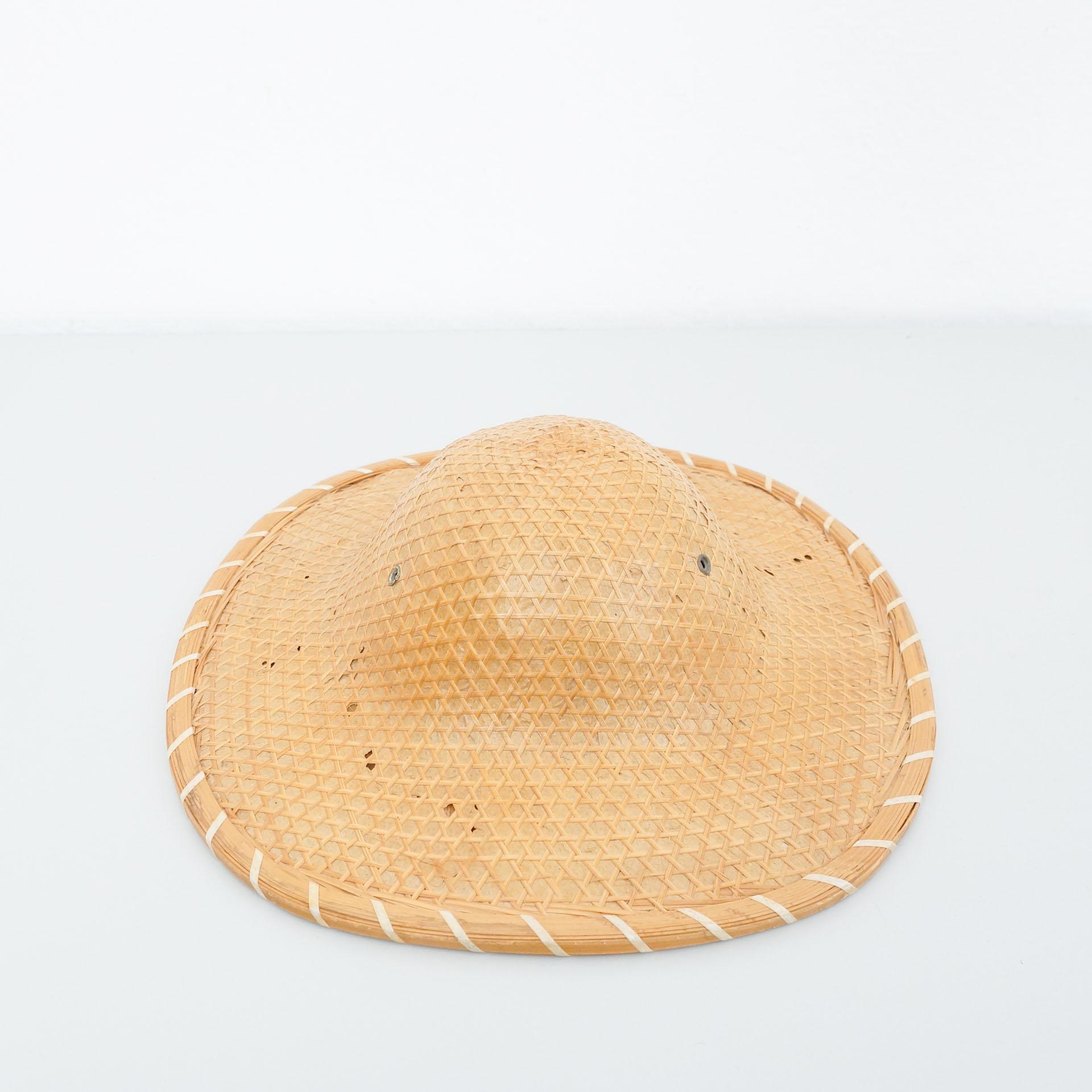 Mid-Century Modern Antique Asian Rattan Hat, circa 1950  For Sale