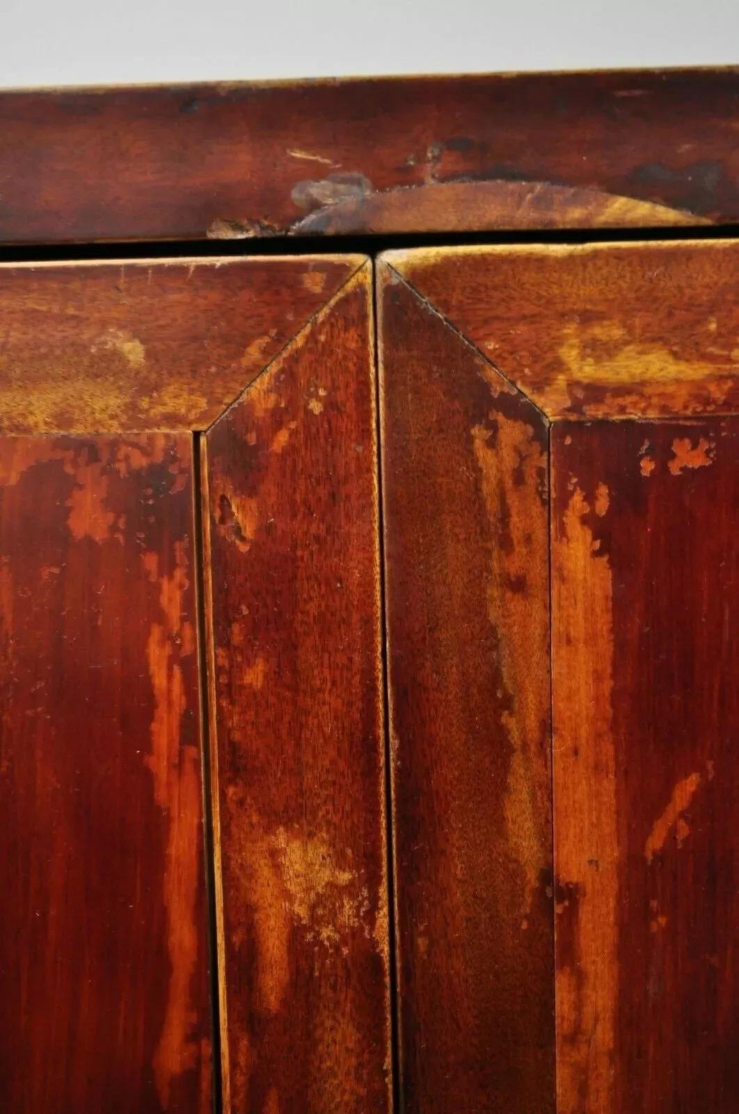 Antique Asian Red Lacquer Oriental Chinese Wedding Cabinet 2 Door Cupboard For Sale 1