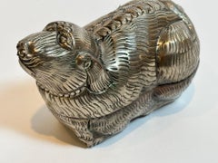 Antique Asian Silver Betel Nut Box in Foo Lion Form Southeast Asia