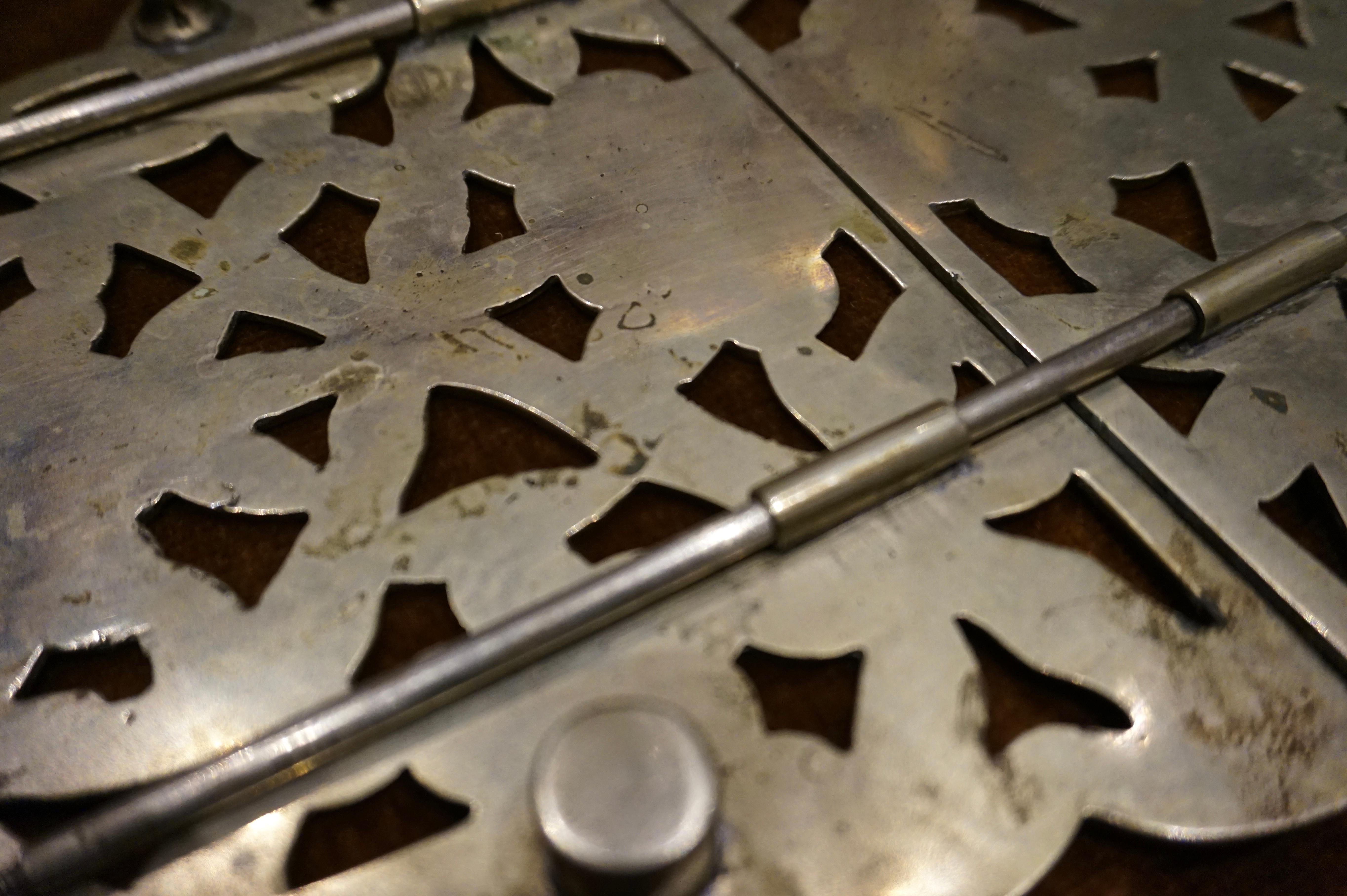 Early 20th Century Antique Asian Silver Plate Engraved Expanding Tea Trivet Decorative Stand For Sale