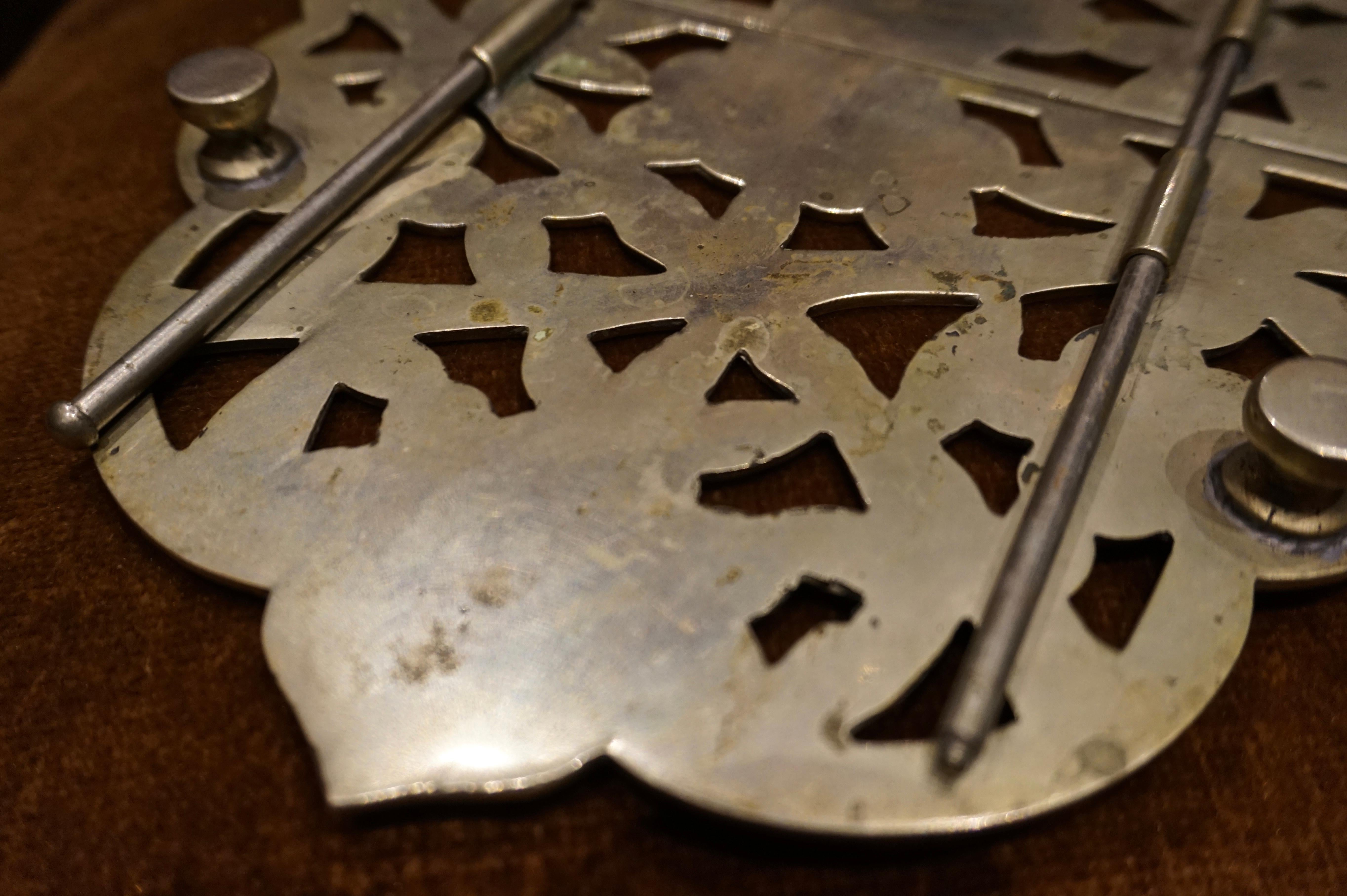 Antique Asian Silver Plate Engraved Expanding Tea Trivet Decorative Stand For Sale 2