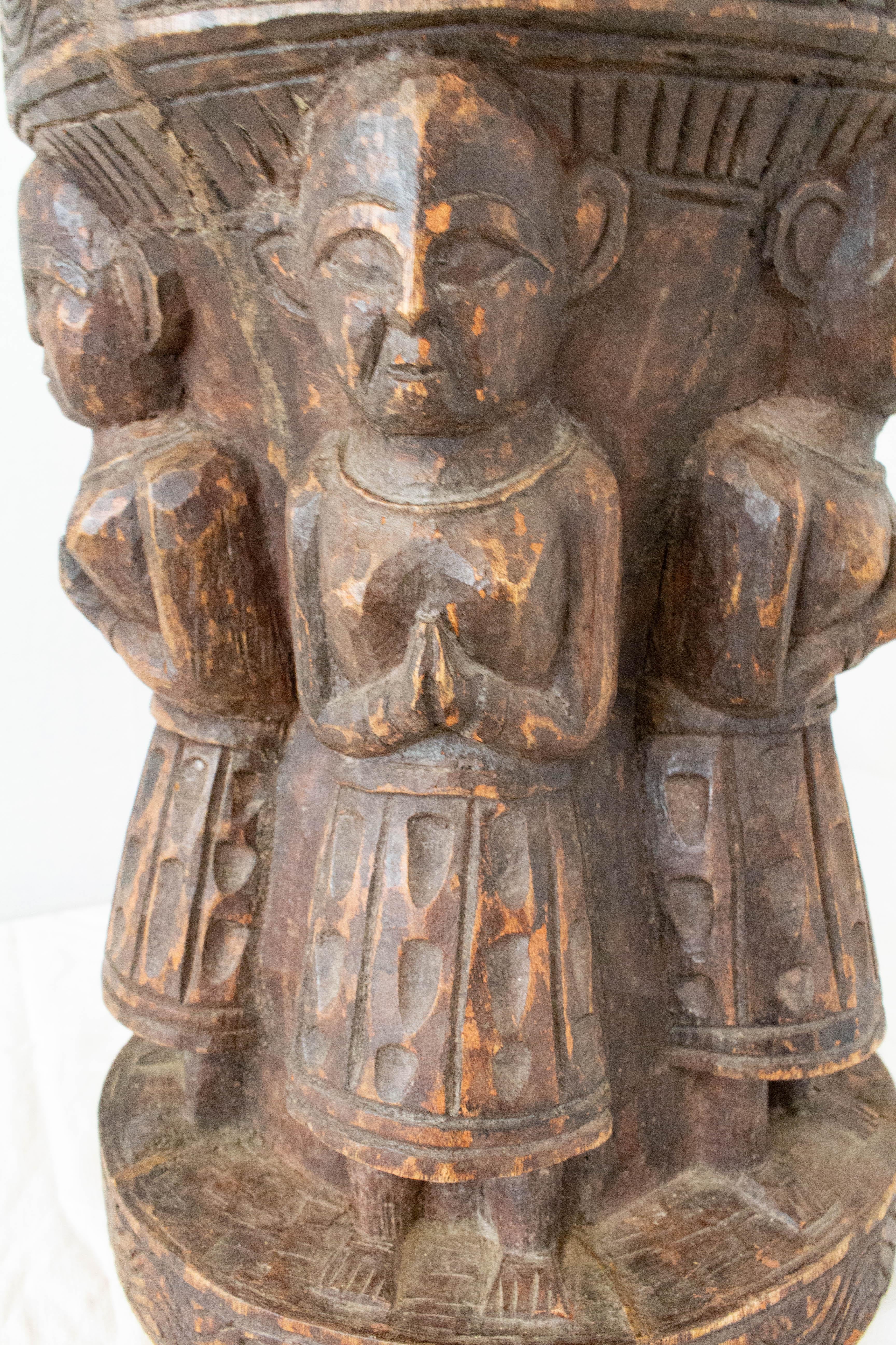 Antique Asian Stool Four Characters, 19th Century 2