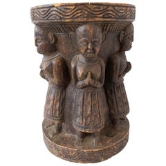 Antique Asian Stool Four Characters, 19th Century