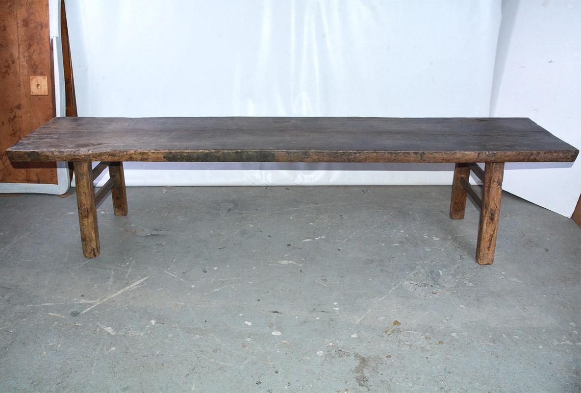 Country Antique Asian Teak Wood Bench or Coffee Table