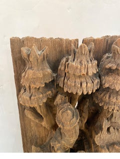 Antique Asian Thai Wood Carving Temple Fragment