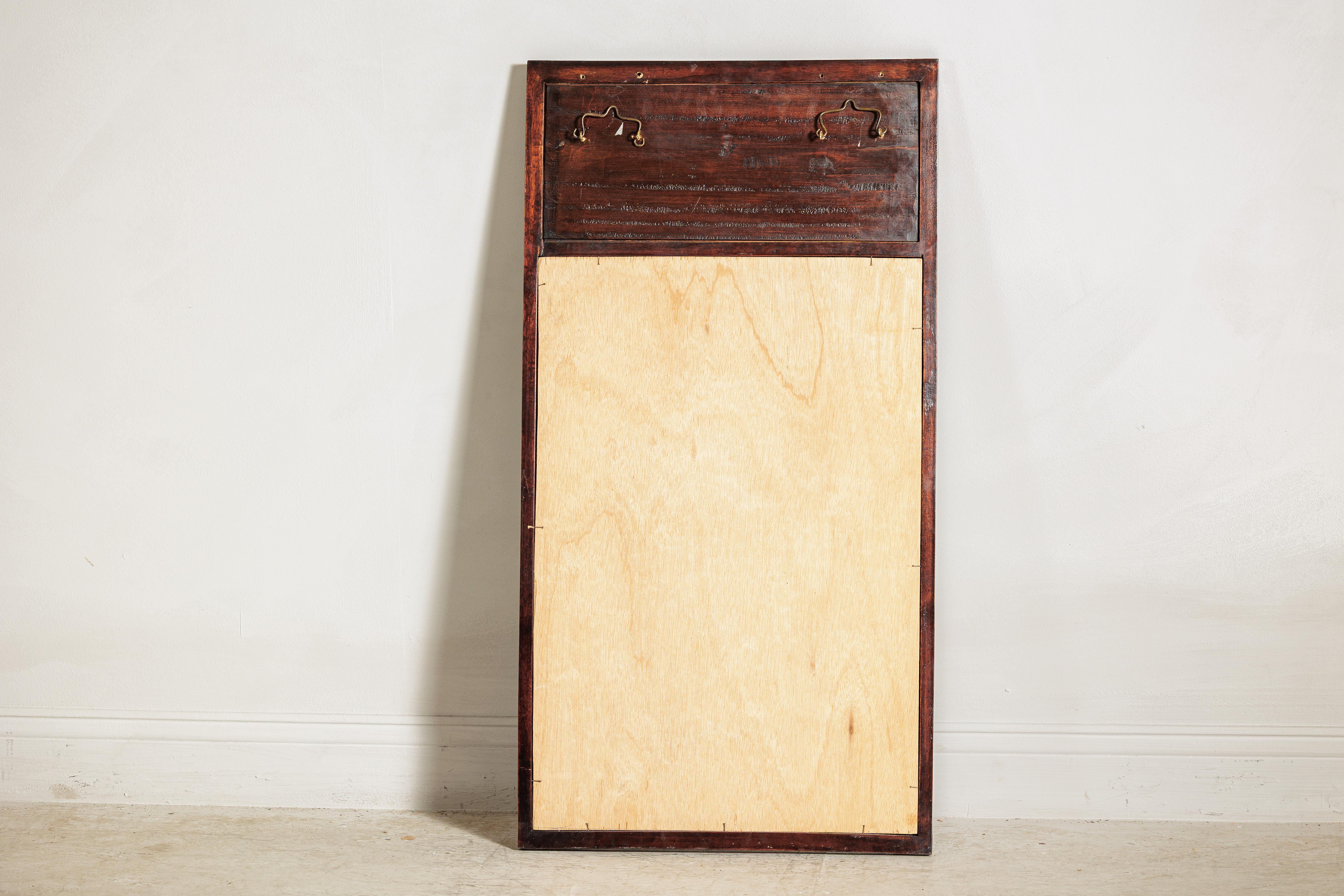 Antiguo Espejo Trumeau Asiático con Pájaros Tallados y Panel Floral en venta 5